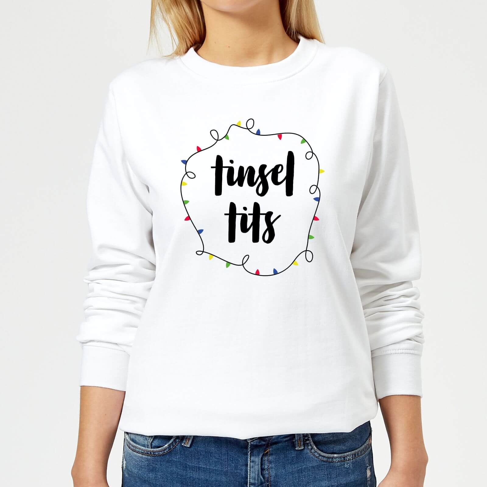 Tinsel T**s Women's Christmas Sweatshirt - White - XS