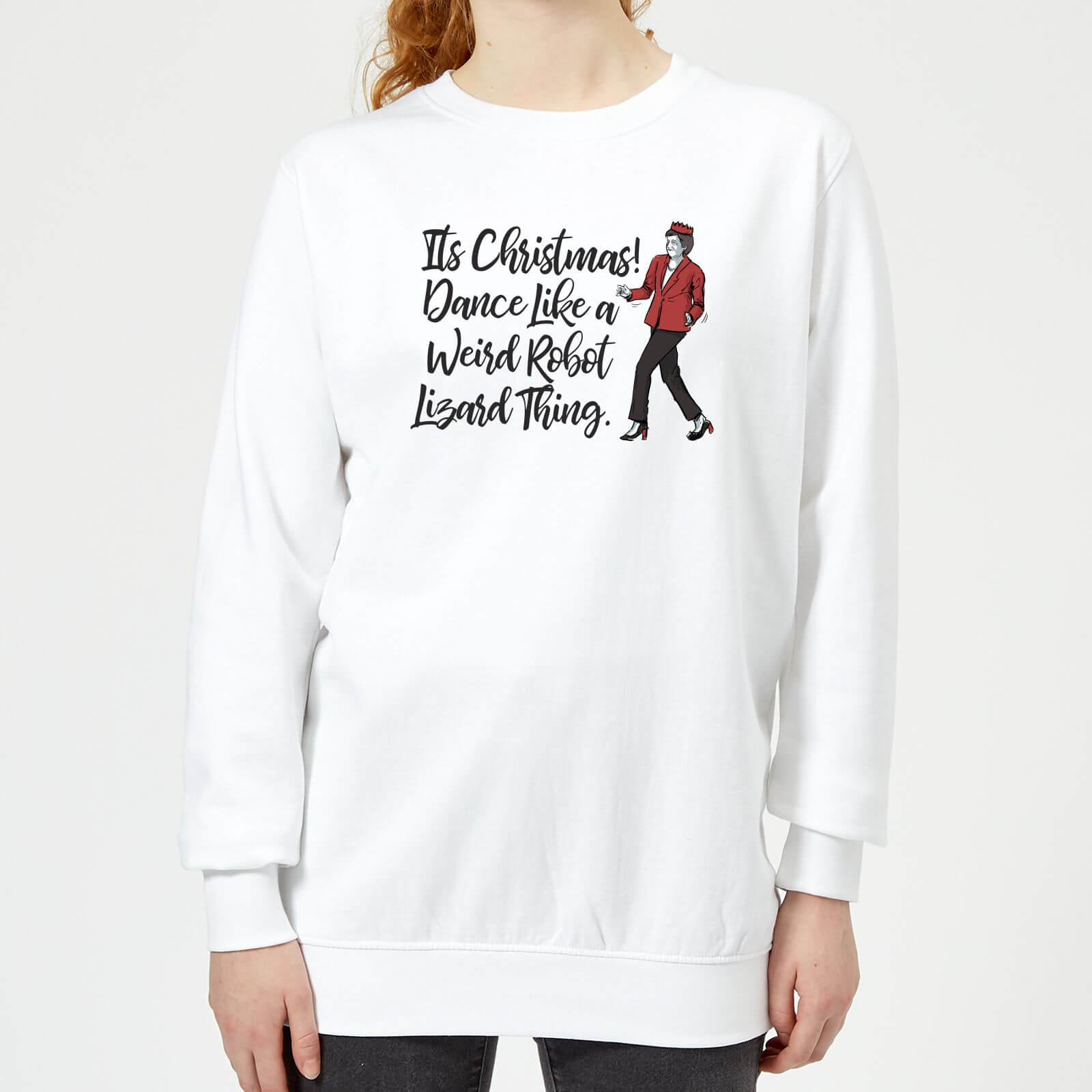 Its Christmas, Dance Like A Weird Robot Women's Christmas Sweatshirt - White - XS - White