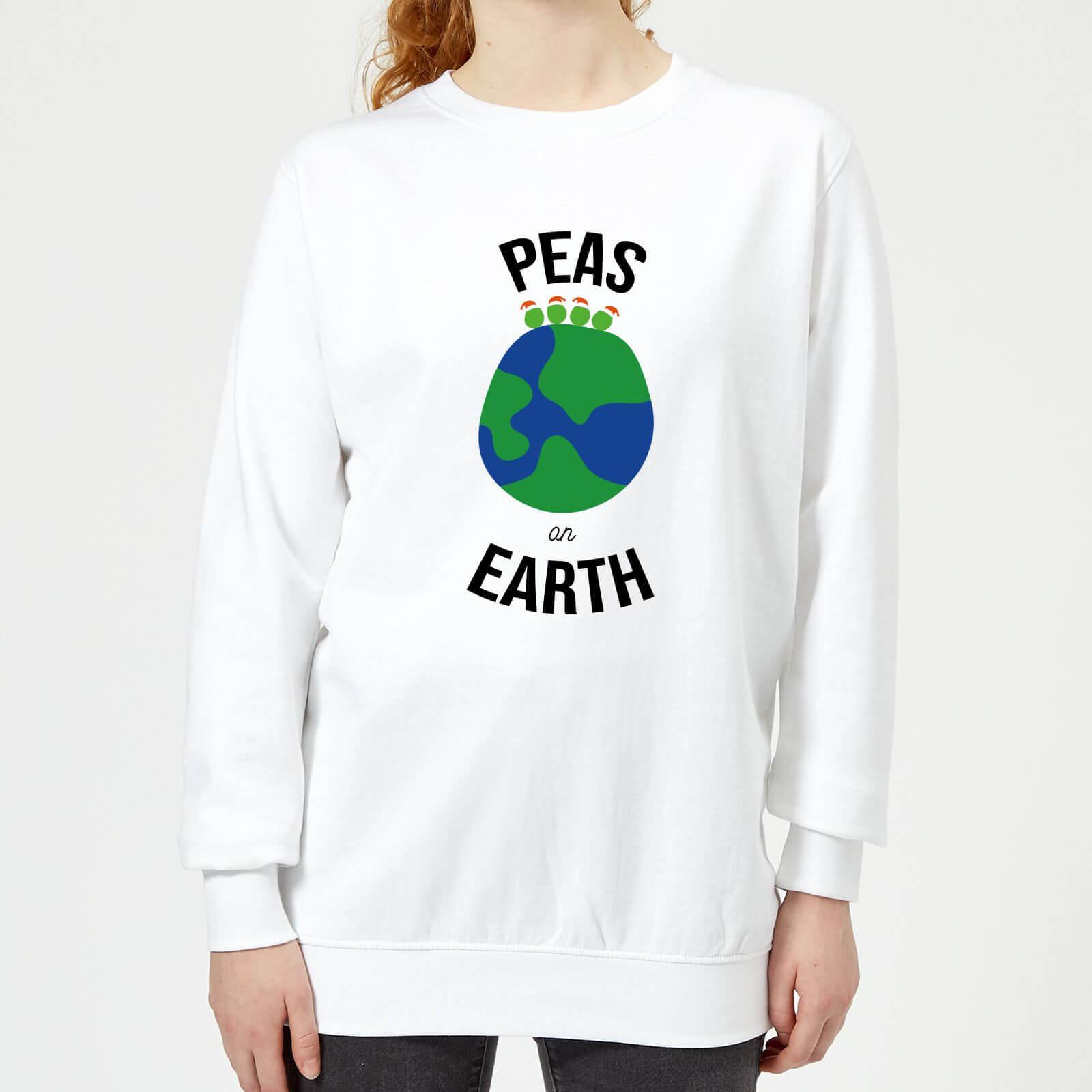 Peas On Earth Women's Christmas Sweatshirt - White - XS