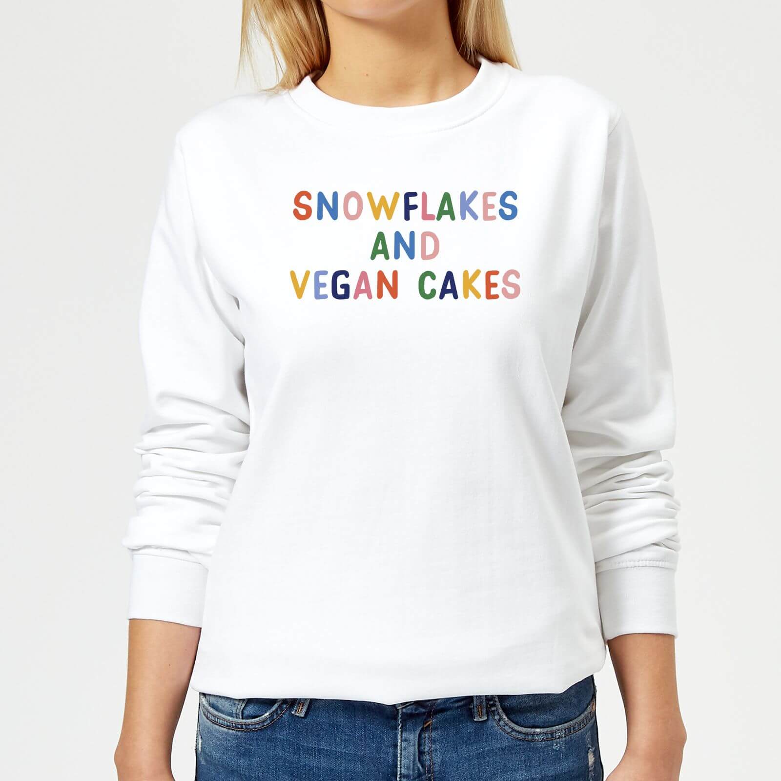 Snowflakes and Vegan Cakes Women's Christmas Sweatshirt - White - XS - White