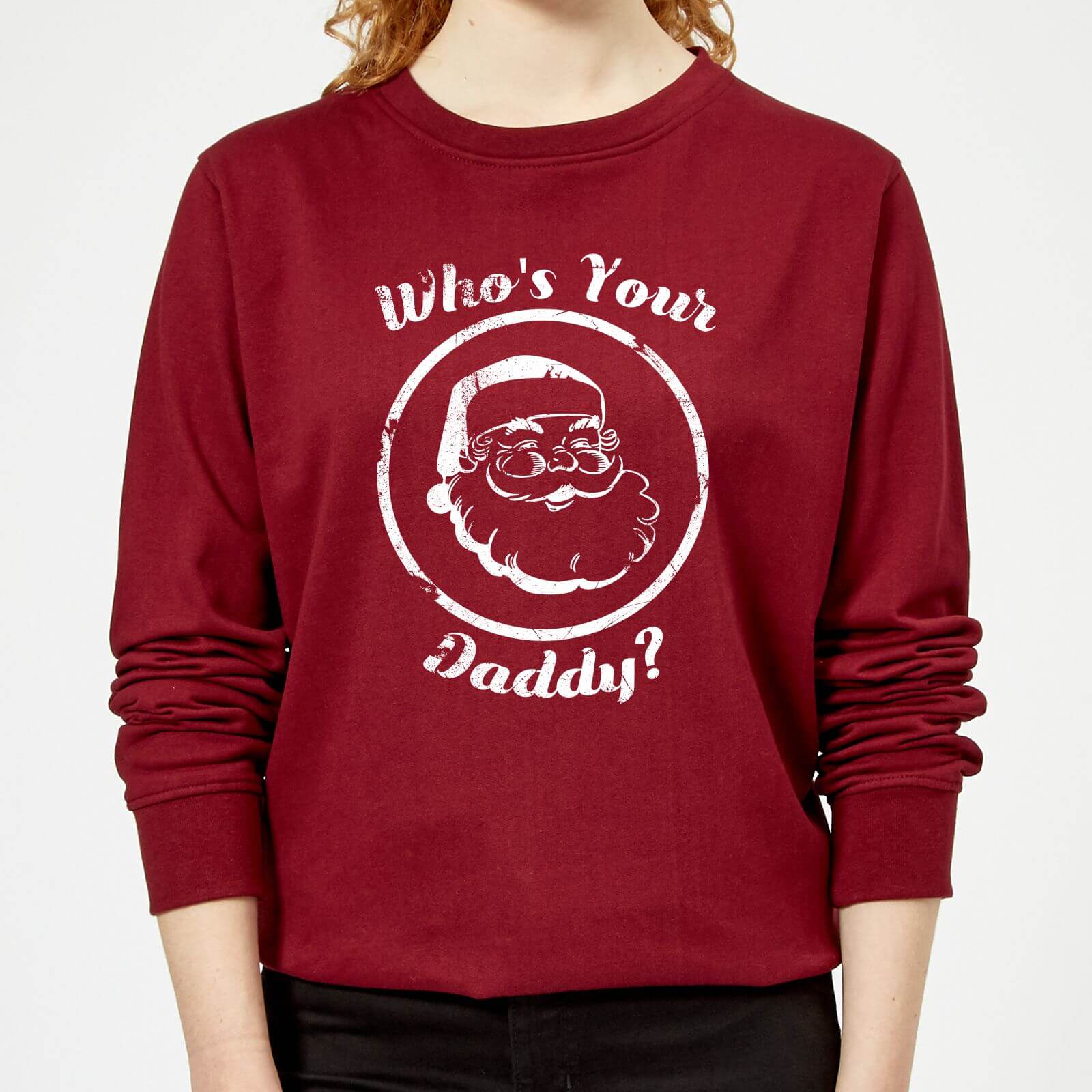 Who's Your Daddy? Women's Christmas Sweatshirt - Burgundy - XS - Burgundy