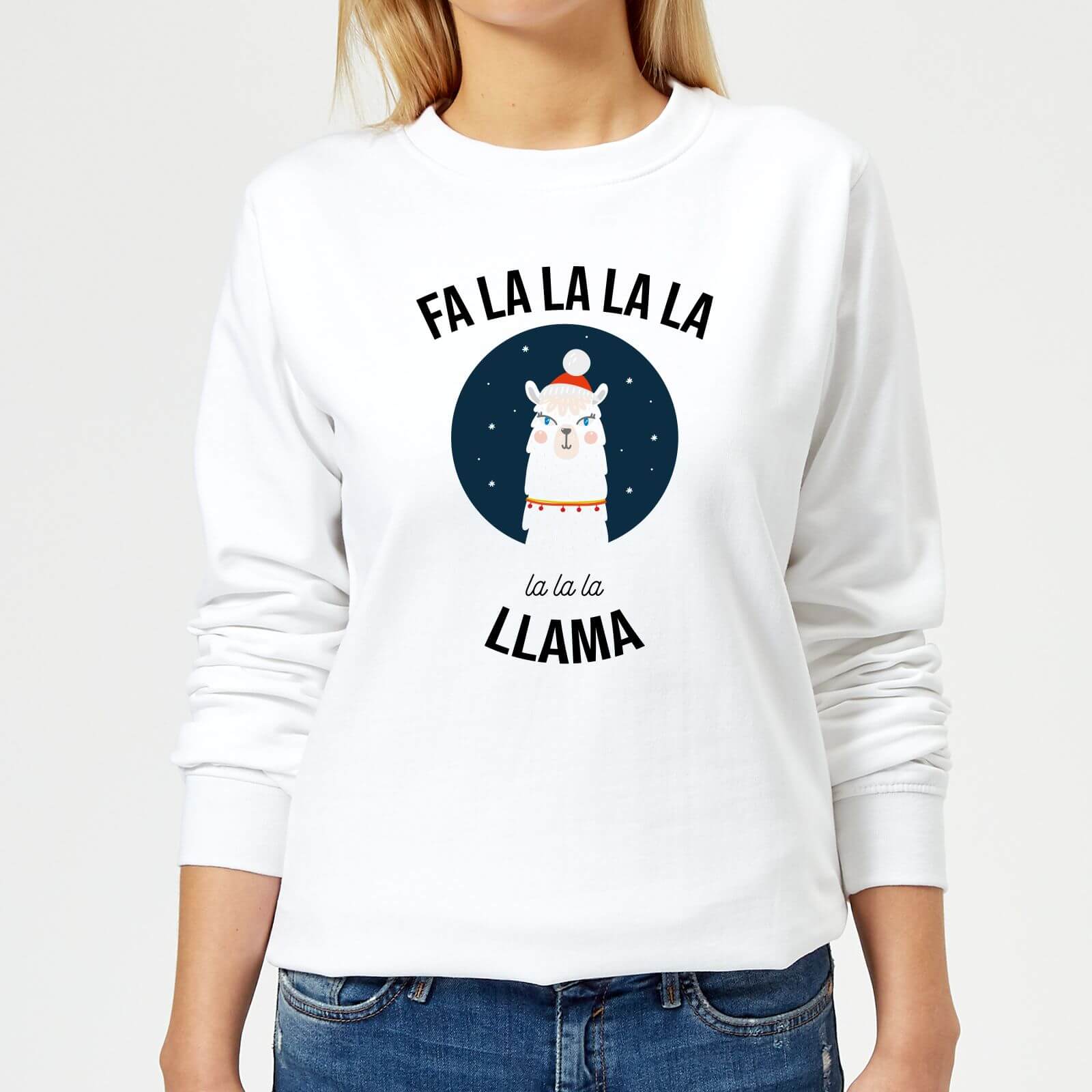 Fa La La La Llama Women's Christmas Sweatshirt - White - XS