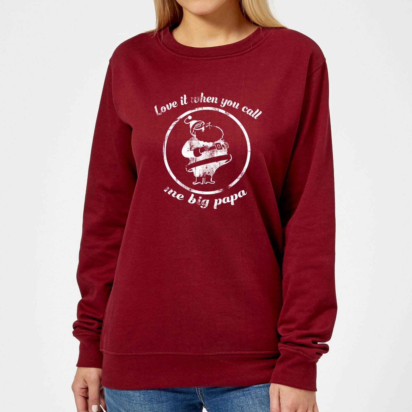 Love It When You Call Me Big Papa Women's Christmas Sweatshirt - Burgundy - XS - Burgundy