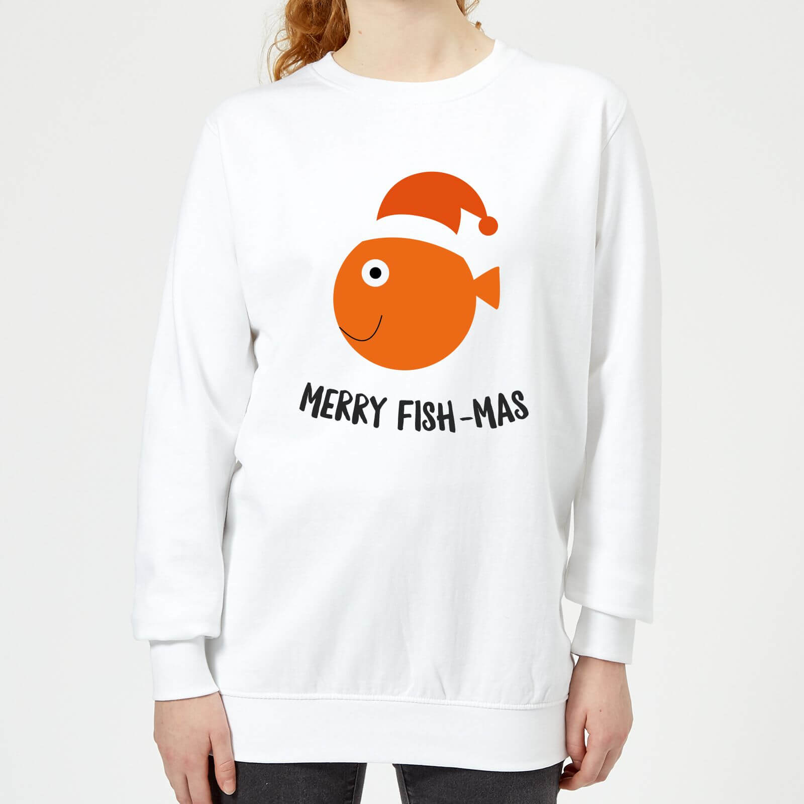 Merry Fish-Mas Women's Christmas Sweatshirt - White - XS - White