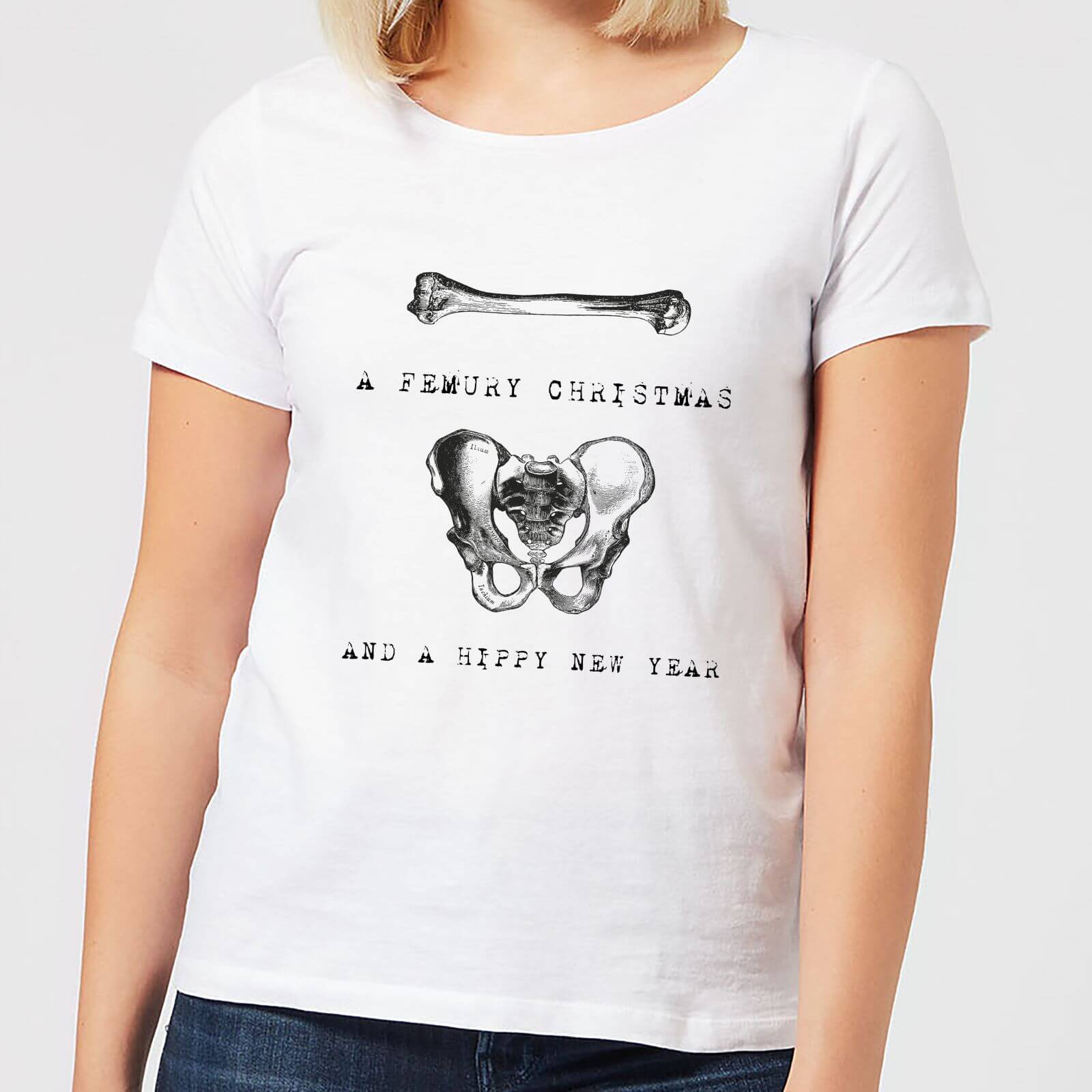 T-Shirt de Noël Femme A Femury and A Hippy New Year - Blanc - 3XL - Blanc
