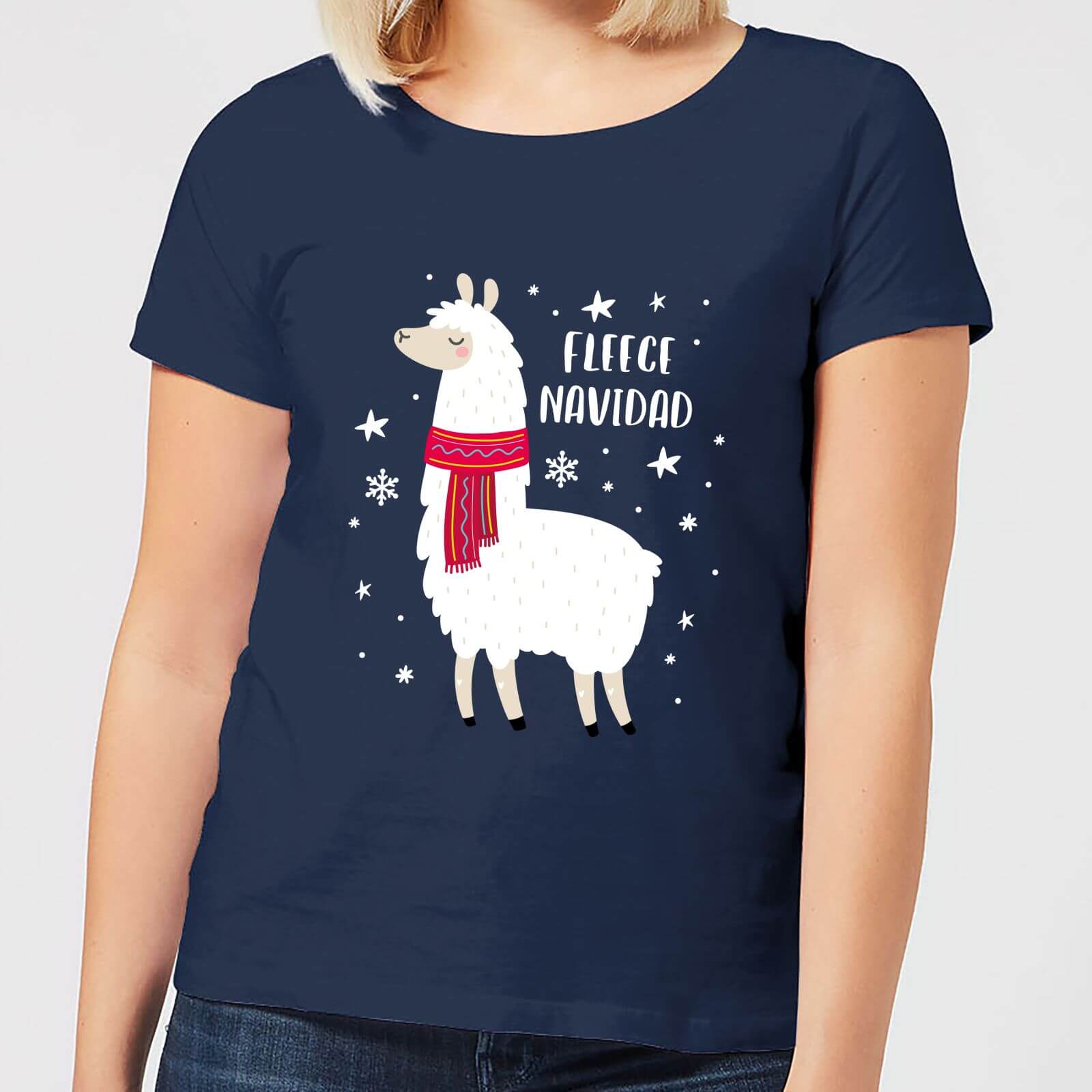 Fleece Navidad Women's Christmas T-Shirt - Navy - S