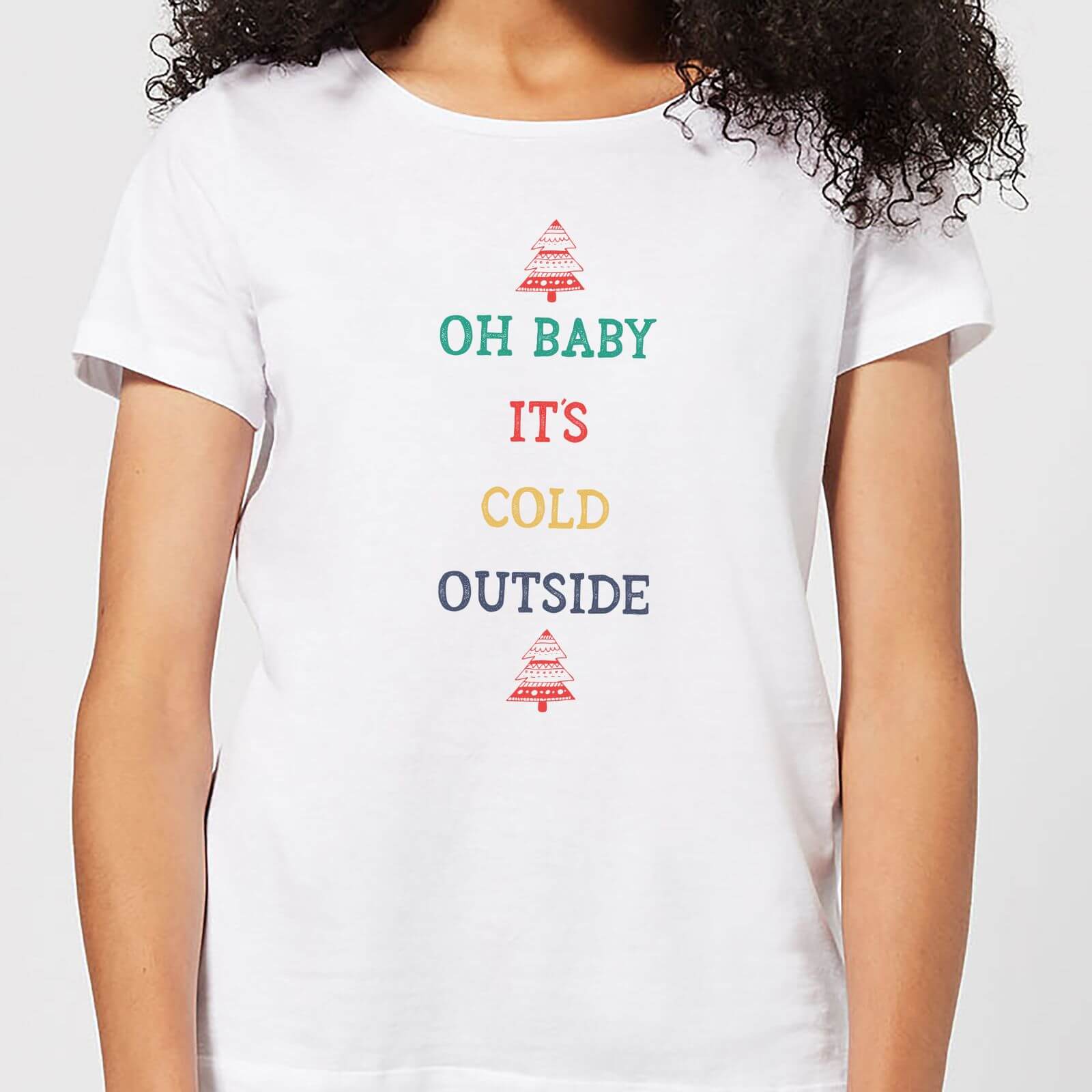 Oh Baby It's Cold Outside Women's Christmas T-Shirt - White - S - White