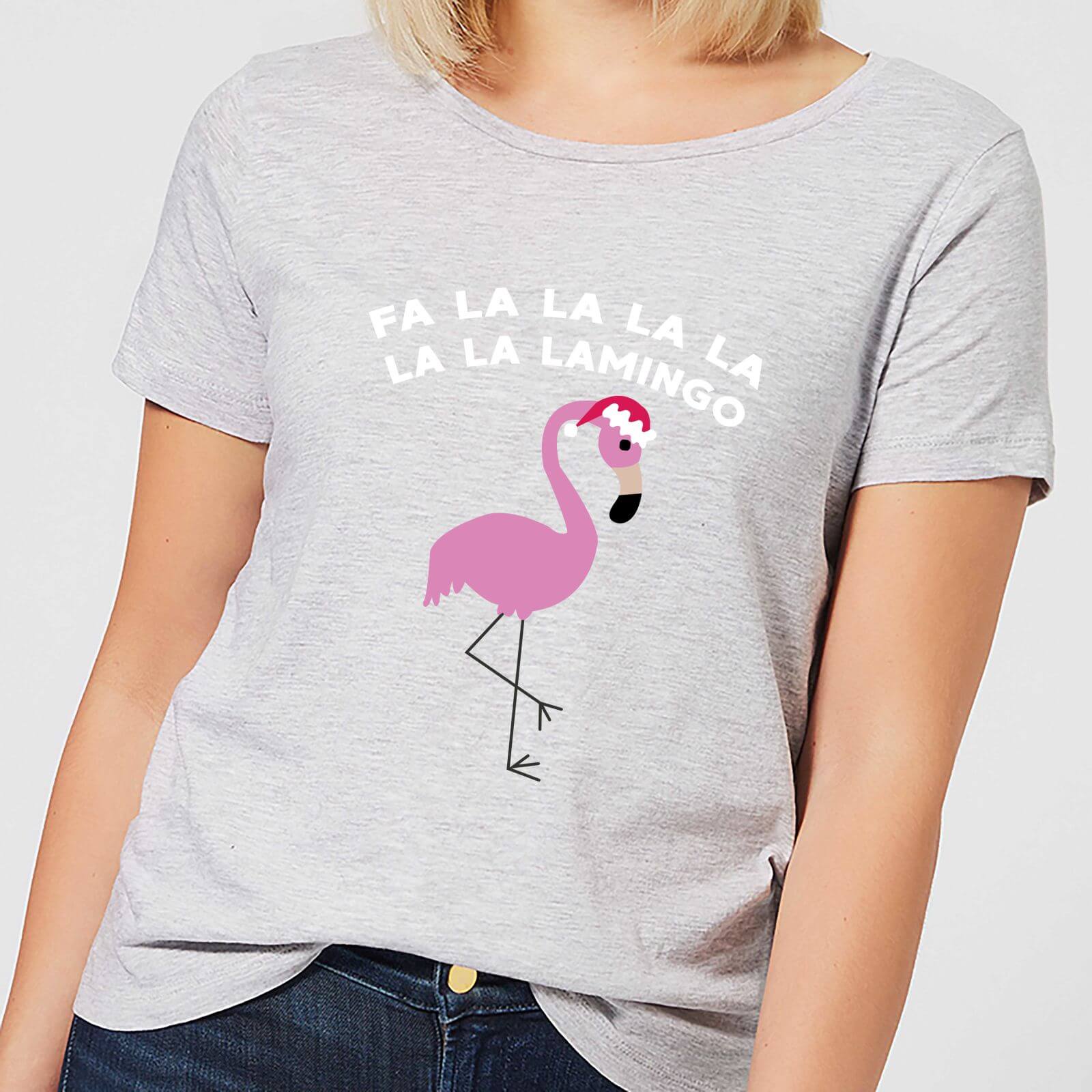 Fa La La La La La La Lamingo Women's Christmas T-Shirt - Grey - S - Grey