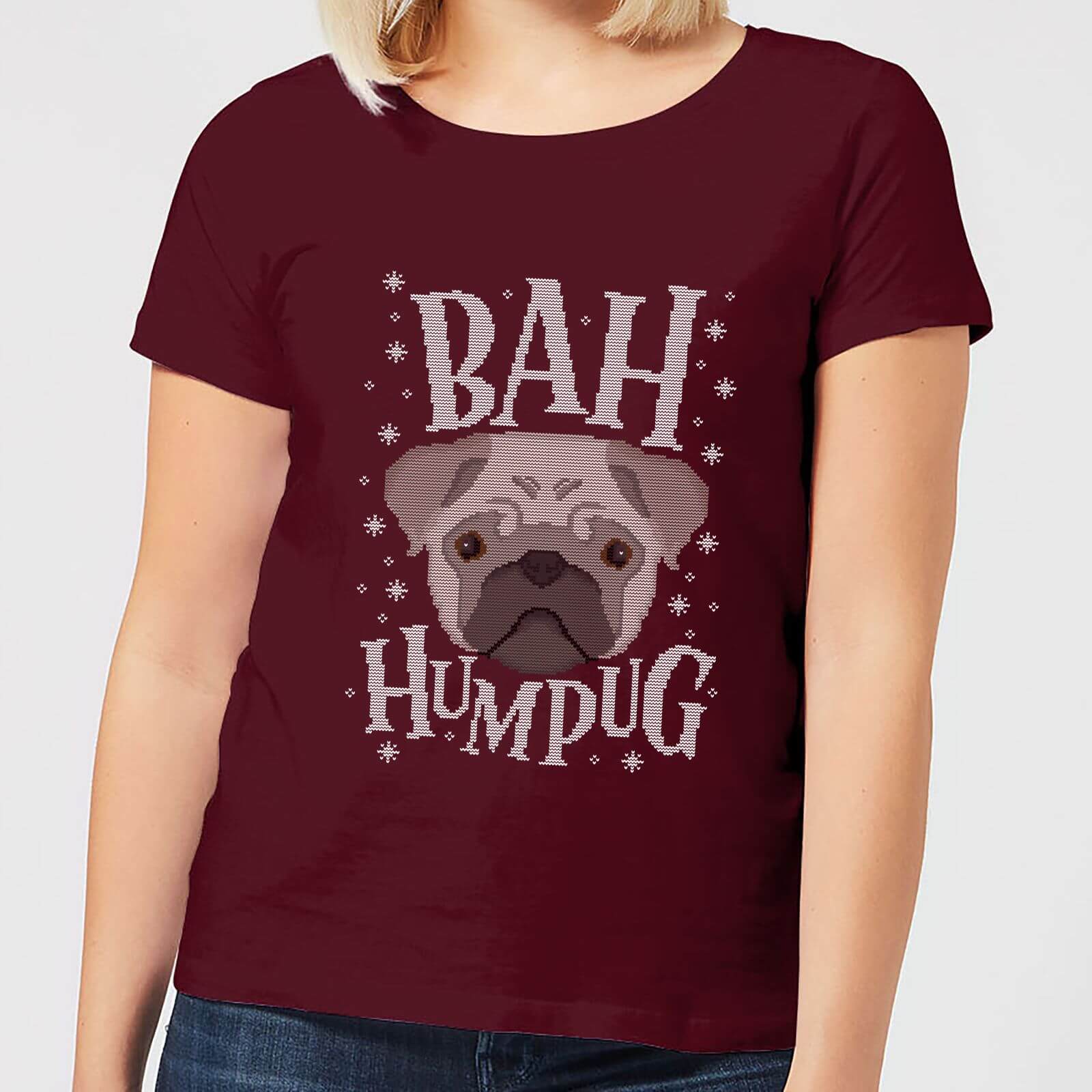 Bah Humpug Women's Christmas T-Shirt - Burgundy - S - Burgundy