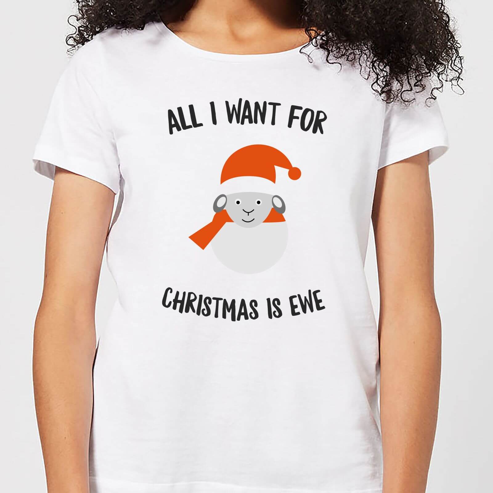 All I Want for Christmas Is Ewe Women's Christmas T-Shirt - White - S - White