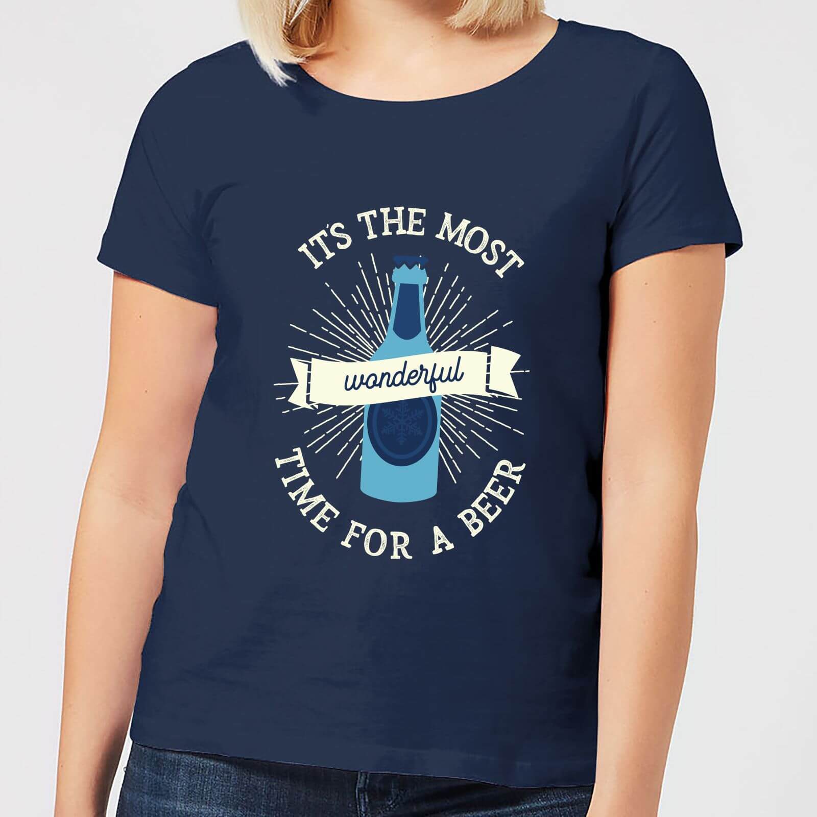 It's The Most Wonderful Time for A Beer Women's Christmas T-Shirt - Navy - S - Navy