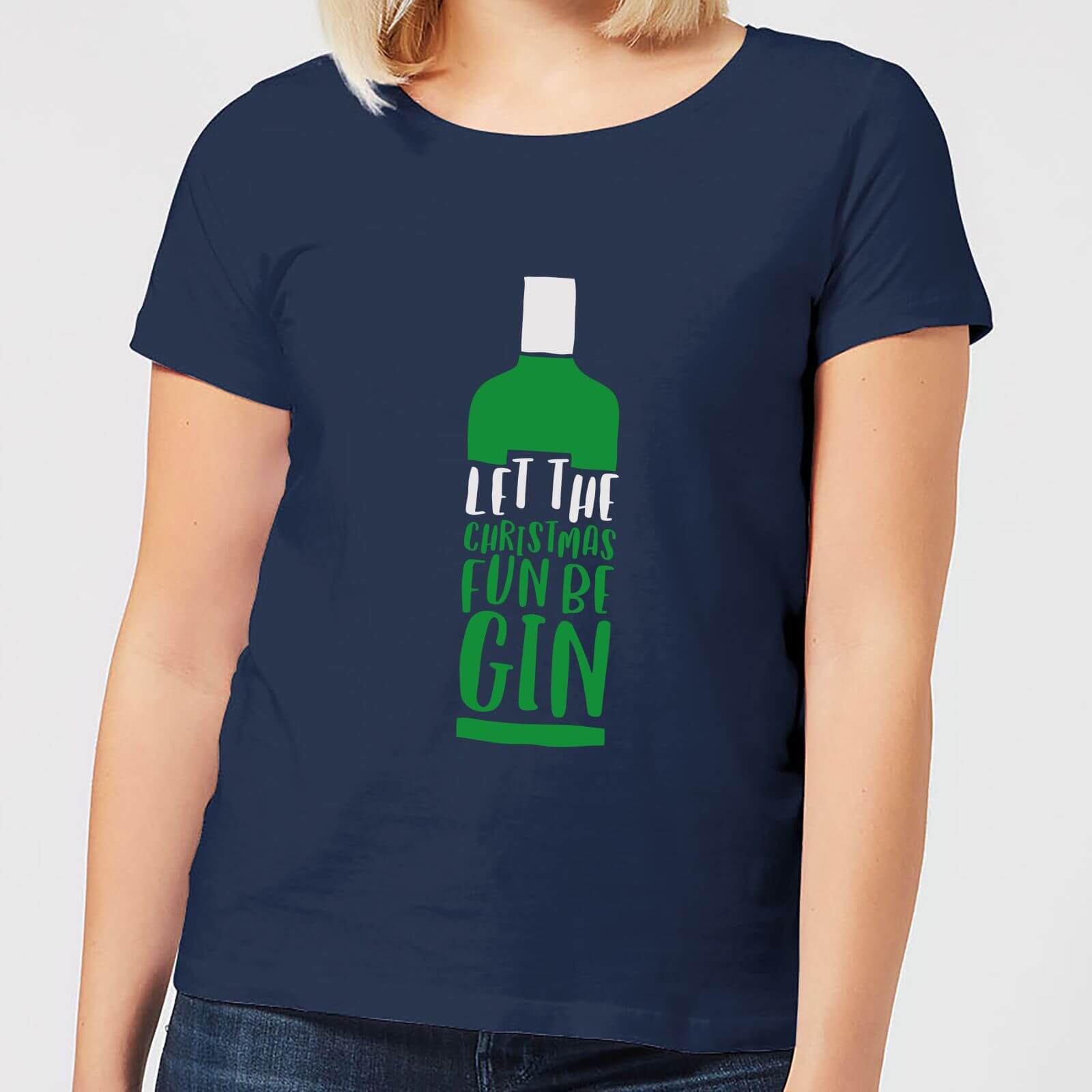 Let The Christmas Fun Be Gin Women's Christmas T-Shirt - Navy - S - Navy