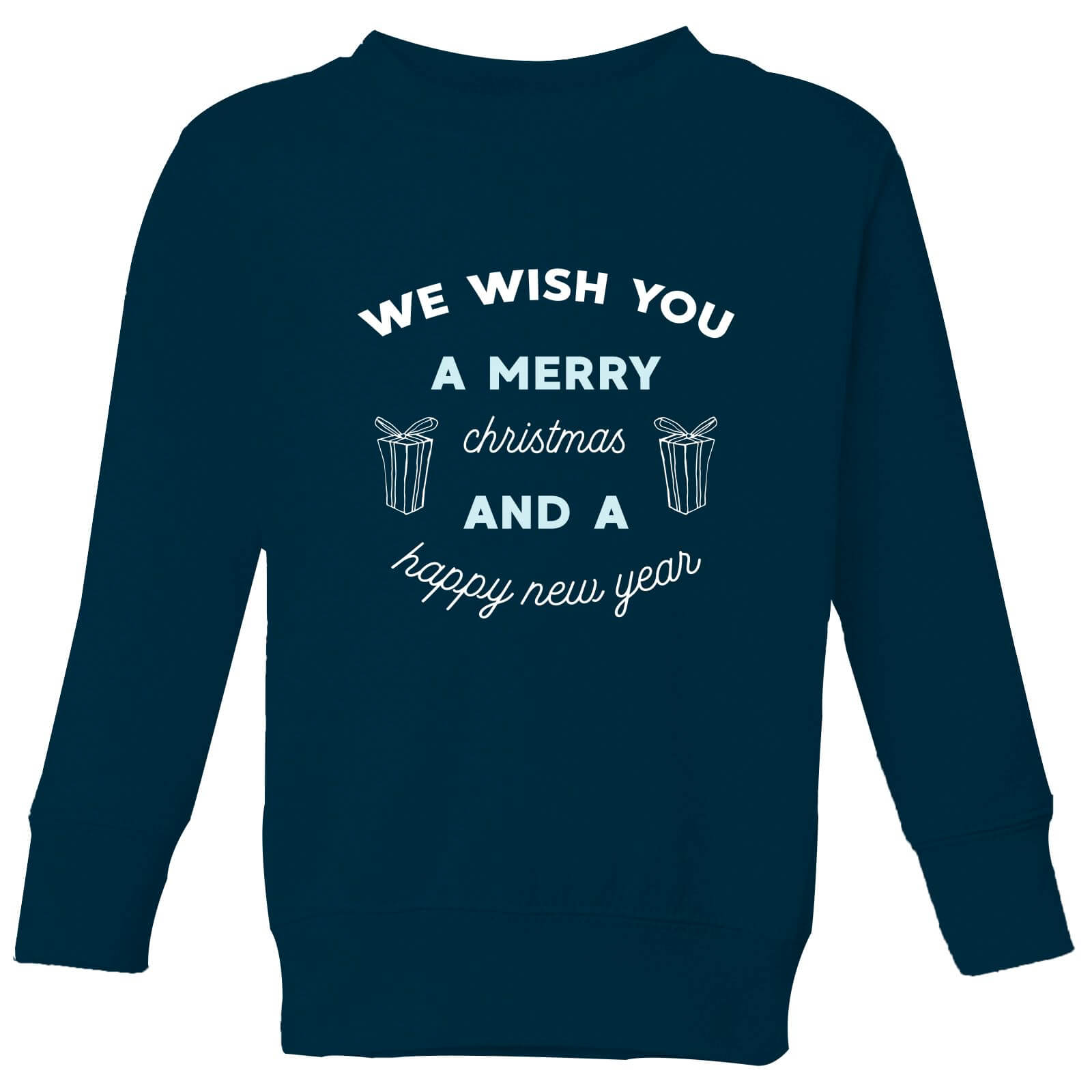 We Wish You A Merry Christmas and A Happy New Year Kids' Christmas Sweatshirt - Navy - 9-10 Years