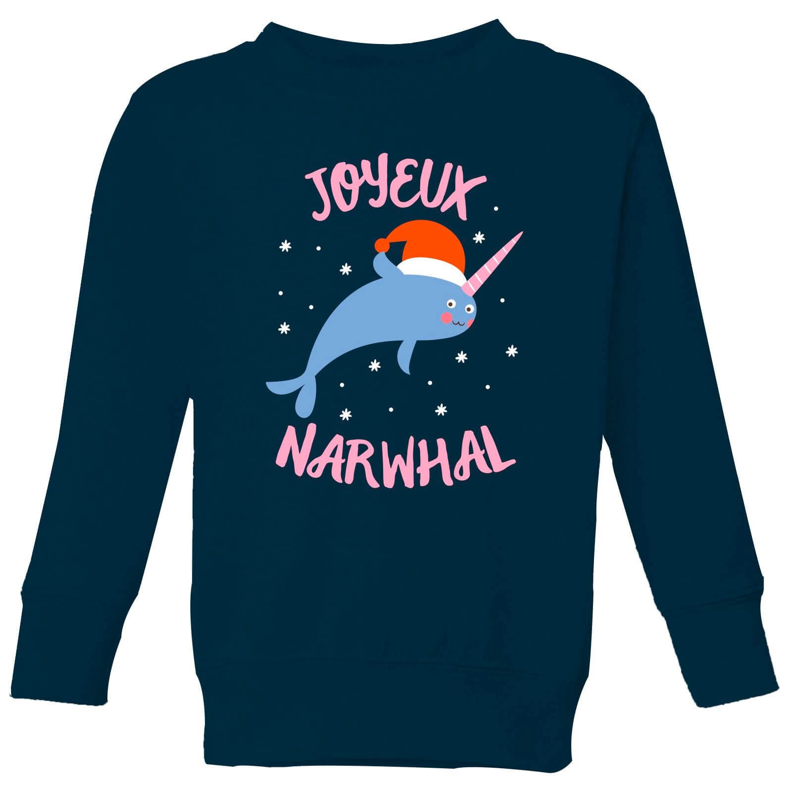 Joyeux Narwhal Kids' Christmas Sweatshirt - Navy - 9-10 Years - Navy