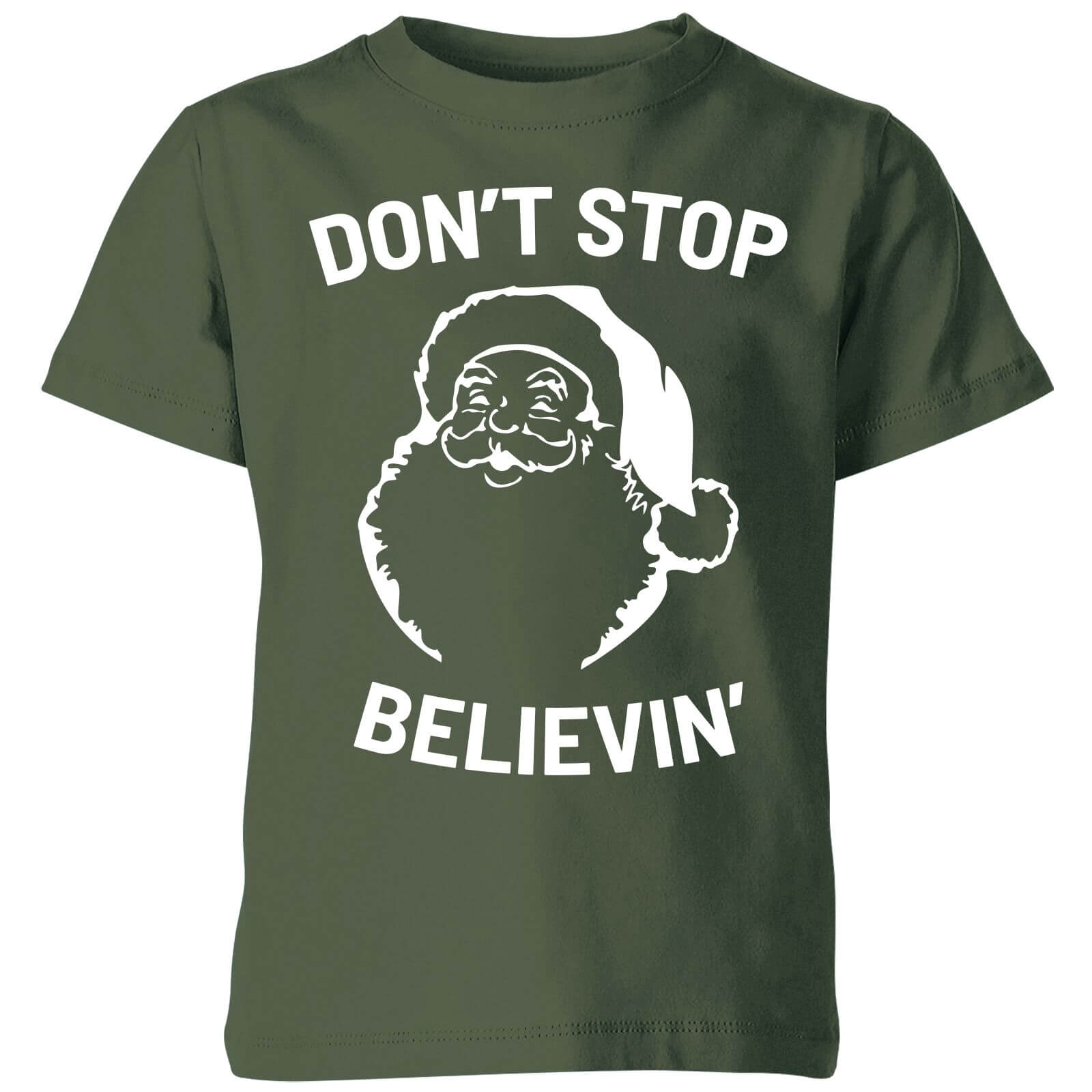 Don't Stop Believin' Kids' Christmas T-Shirt - Forest Green - 3-4 Years - Forest Green