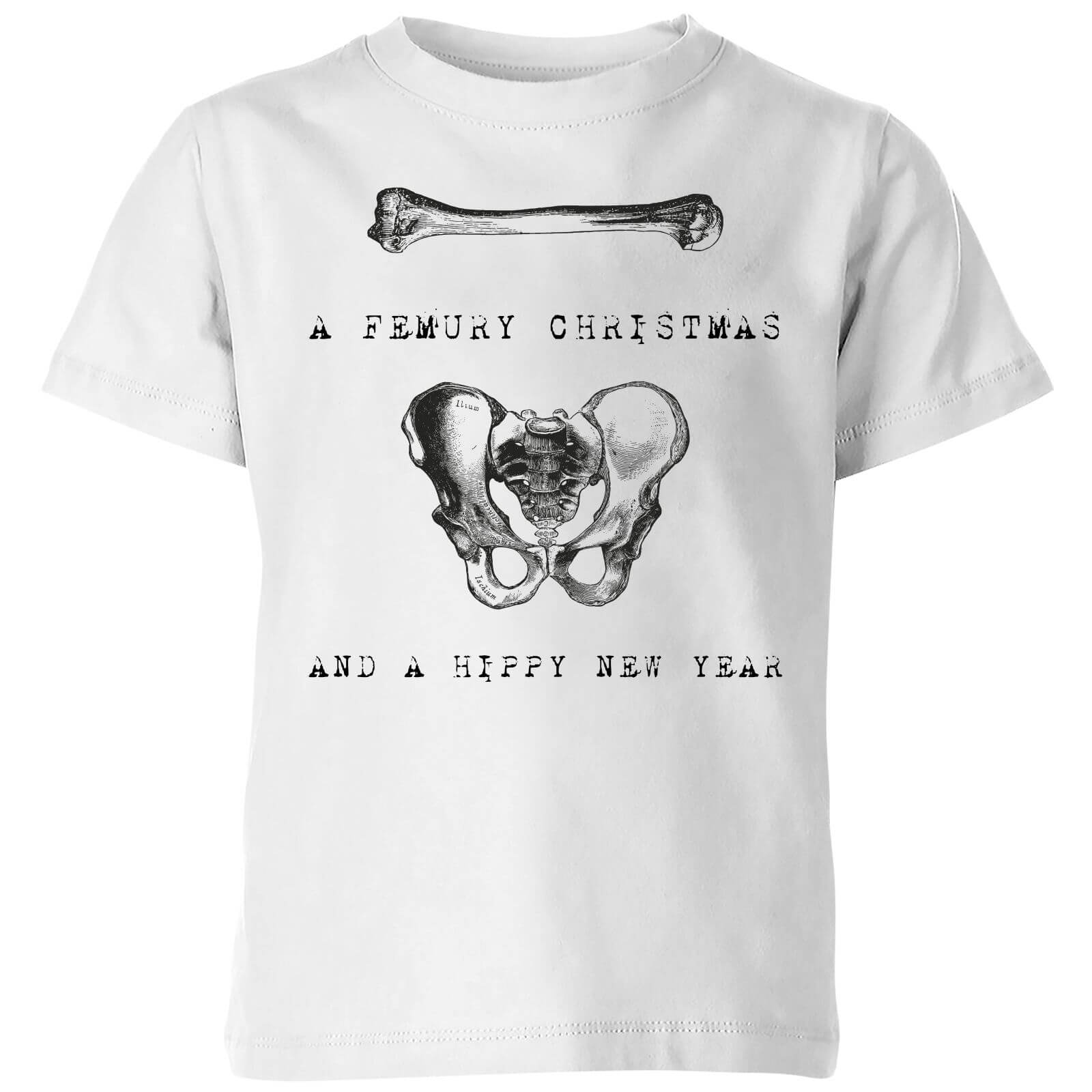 A Femury Christmas and A Hippy New Year Kids' Christmas T-Shirt - White - 3-4 Years - White