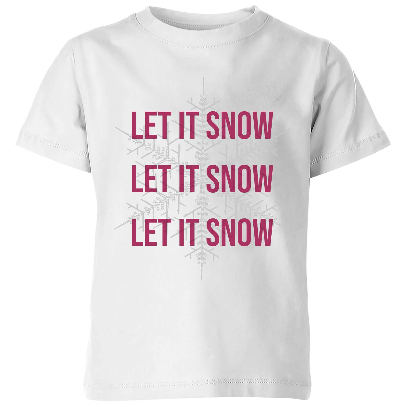 Let It Snow Kids' Christmas T-Shirt - White - 7-8 Years