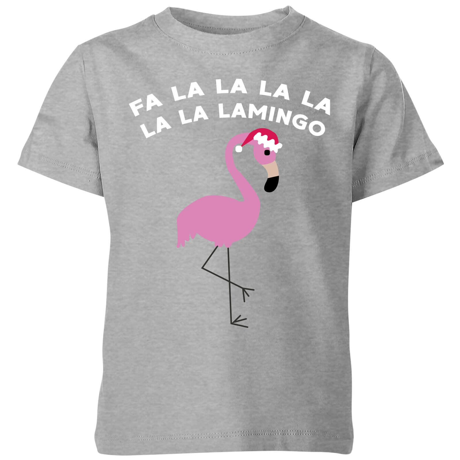 Fa La La La La La La Lamingo Kids' Christmas T-Shirt - Grey - 3-4 Years - Grey