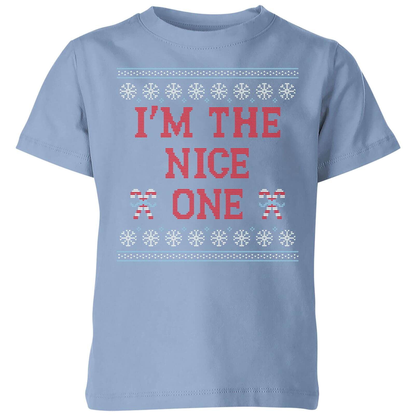 I'm The Nice One Kids' Christmas T-Shirt - Sky Blue - 3-4 Years - Sky blue