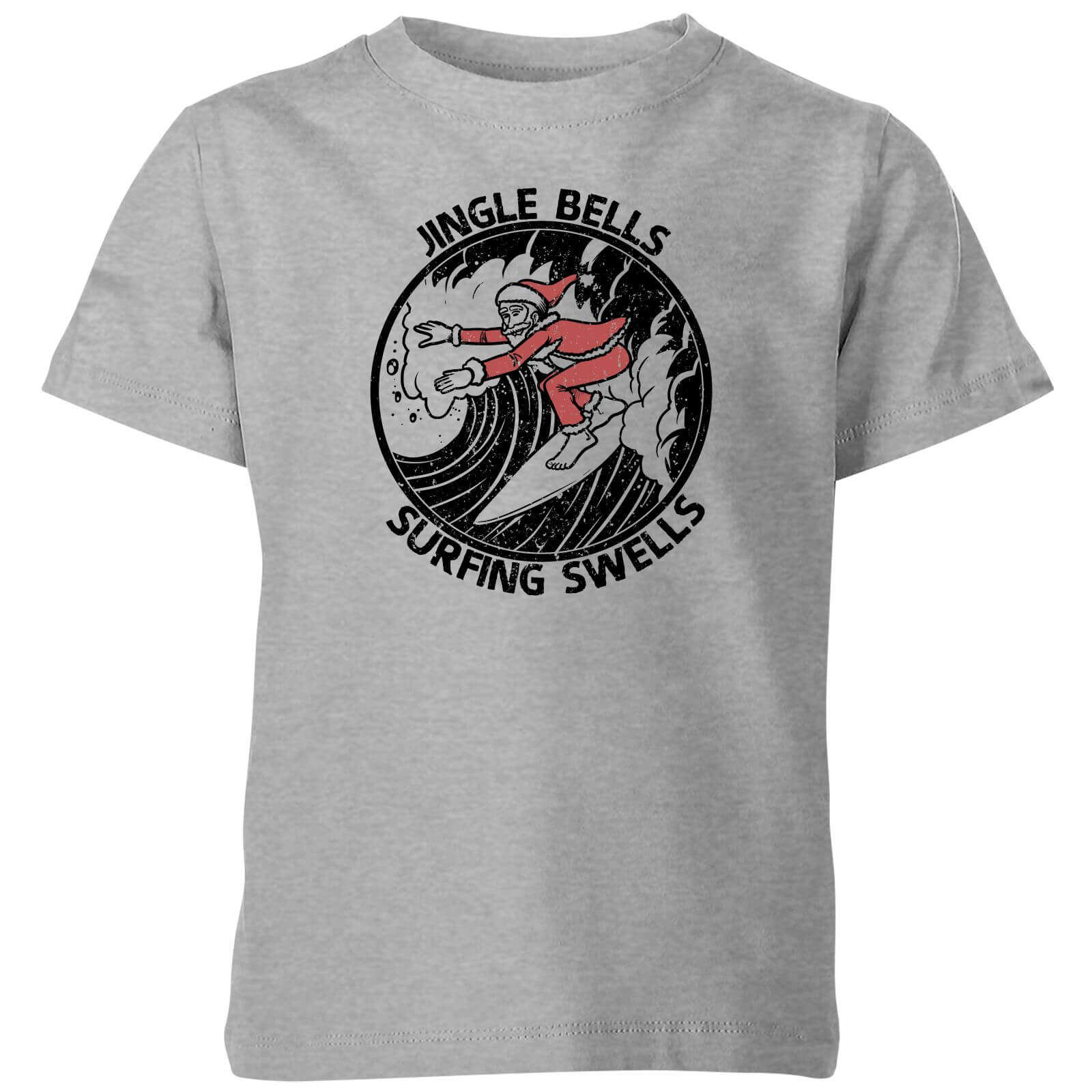 Jungle Bells, Surfing Swells Kids' Christmas T-Shirt - Grey - 3-4 Years - Grey