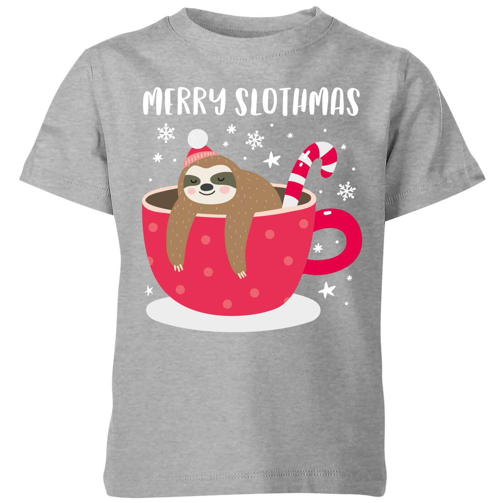 Merry Slothmas Kids' Christmas T-Shirt - Grey - 3-4 Years