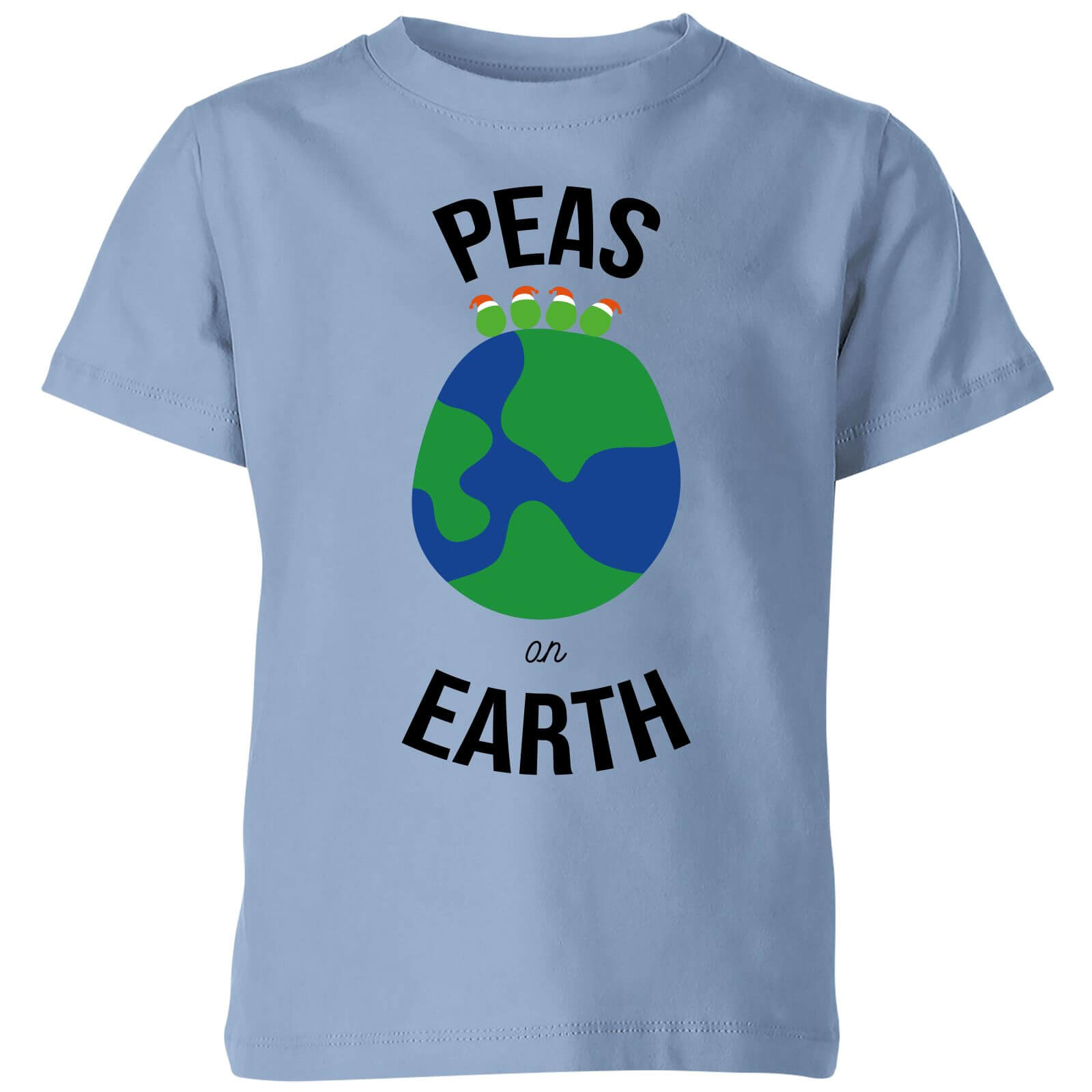 Peas On Earth Kids' Christmas T-Shirt - Sky Blue - 3-4 Years - Sky blue