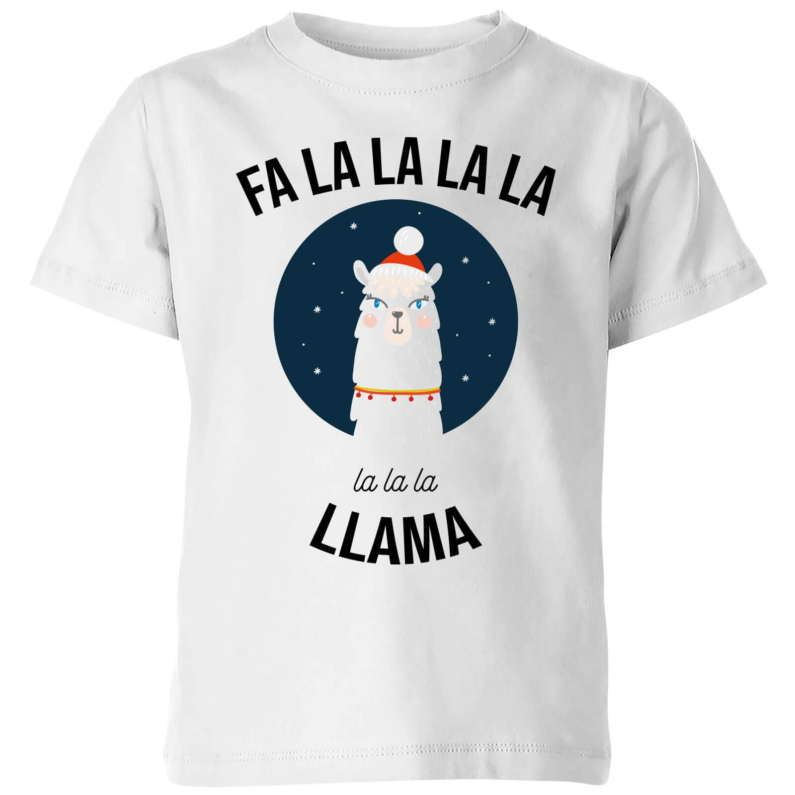 Fa La La La Llama Kids' Christmas T-Shirt - White - 3-4 Years