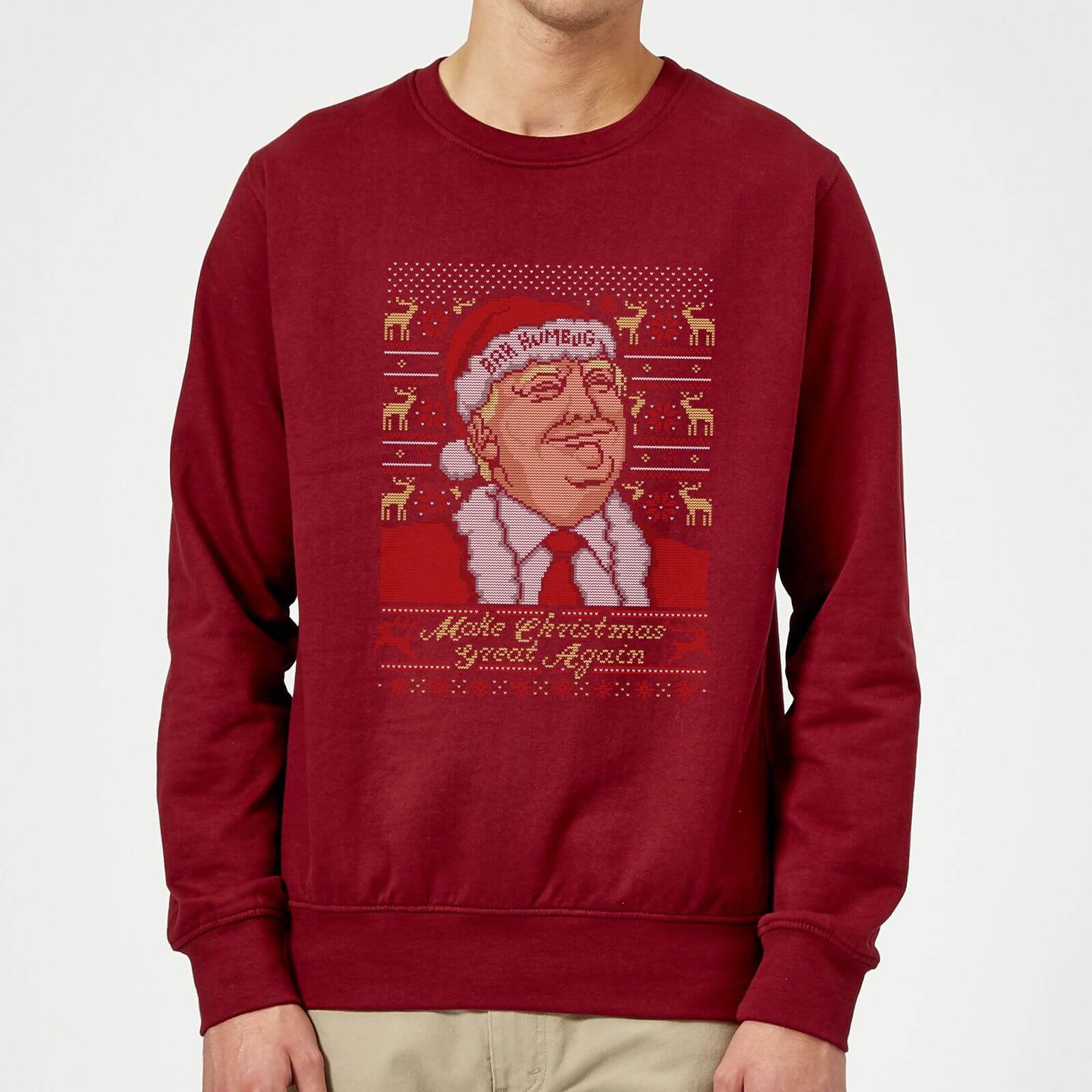 Make Christmas Great Again Christmas Sweatshirt - Burgundy - S