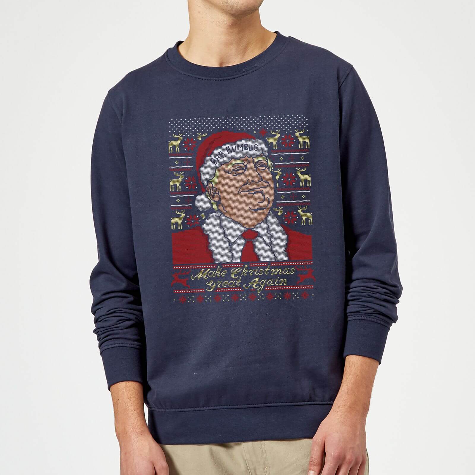 Make Christmas Great Again Christmas Sweatshirt - Navy - S