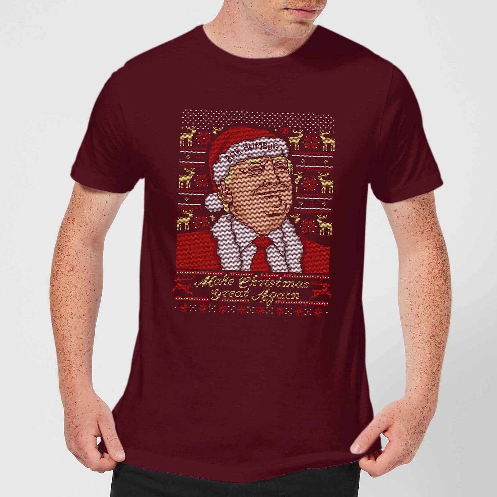 Make Christmas Great Again Men's Christmas T-Shirt - Burgundy - S