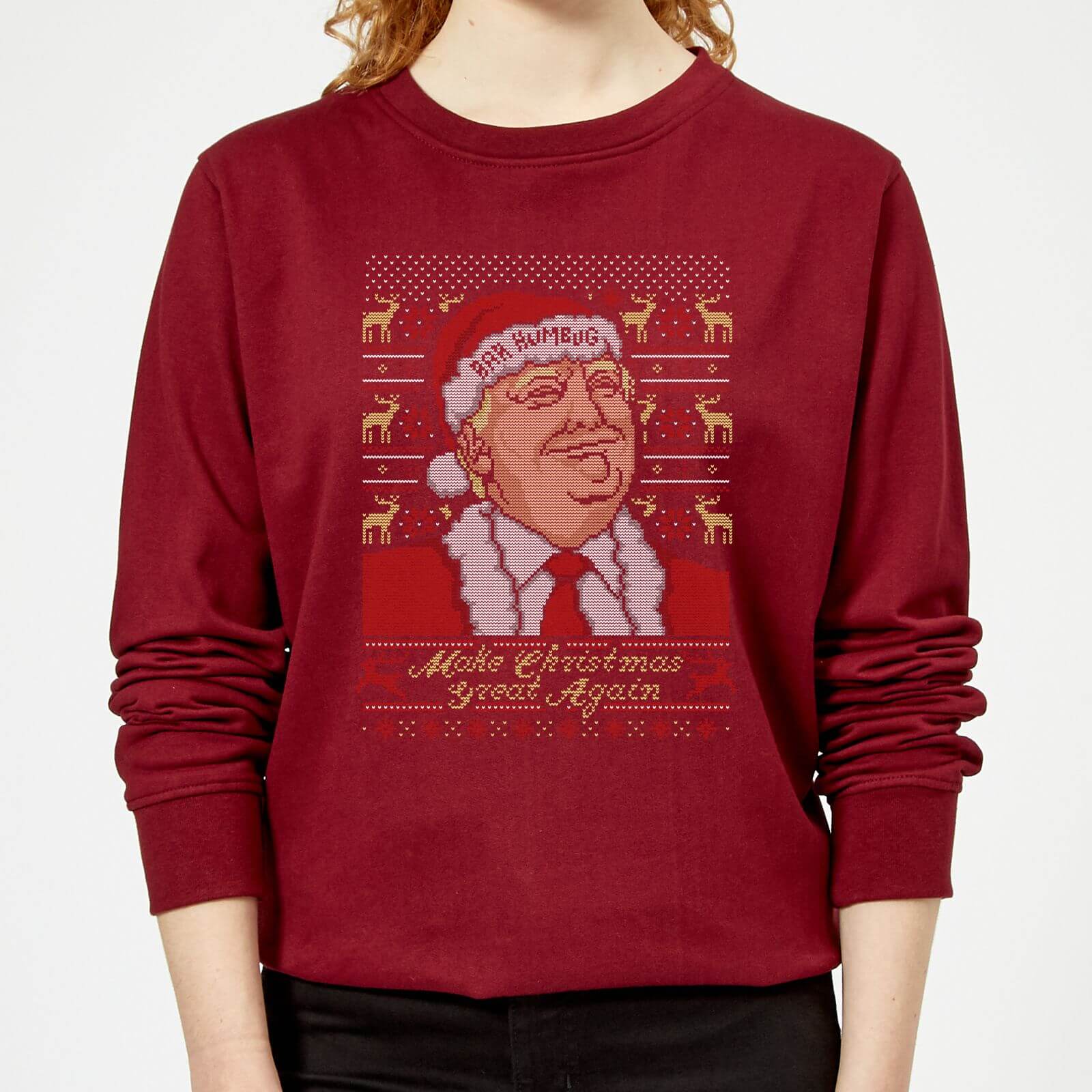 Make Christmas Great Again Women's Christmas Sweatshirt - Burgundy - XS