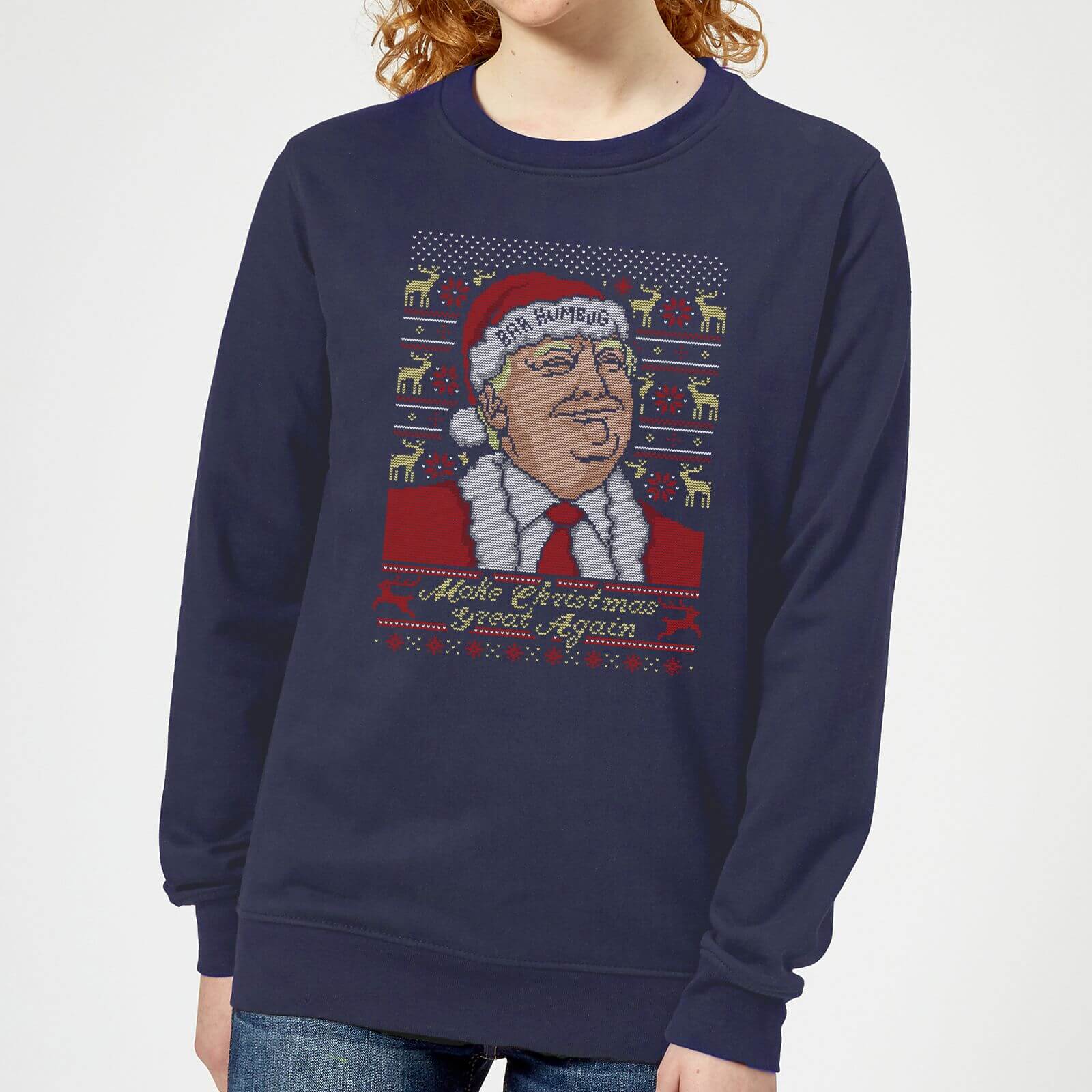 Make Christmas Great Again Women's Christmas Sweatshirt - Navy - XS