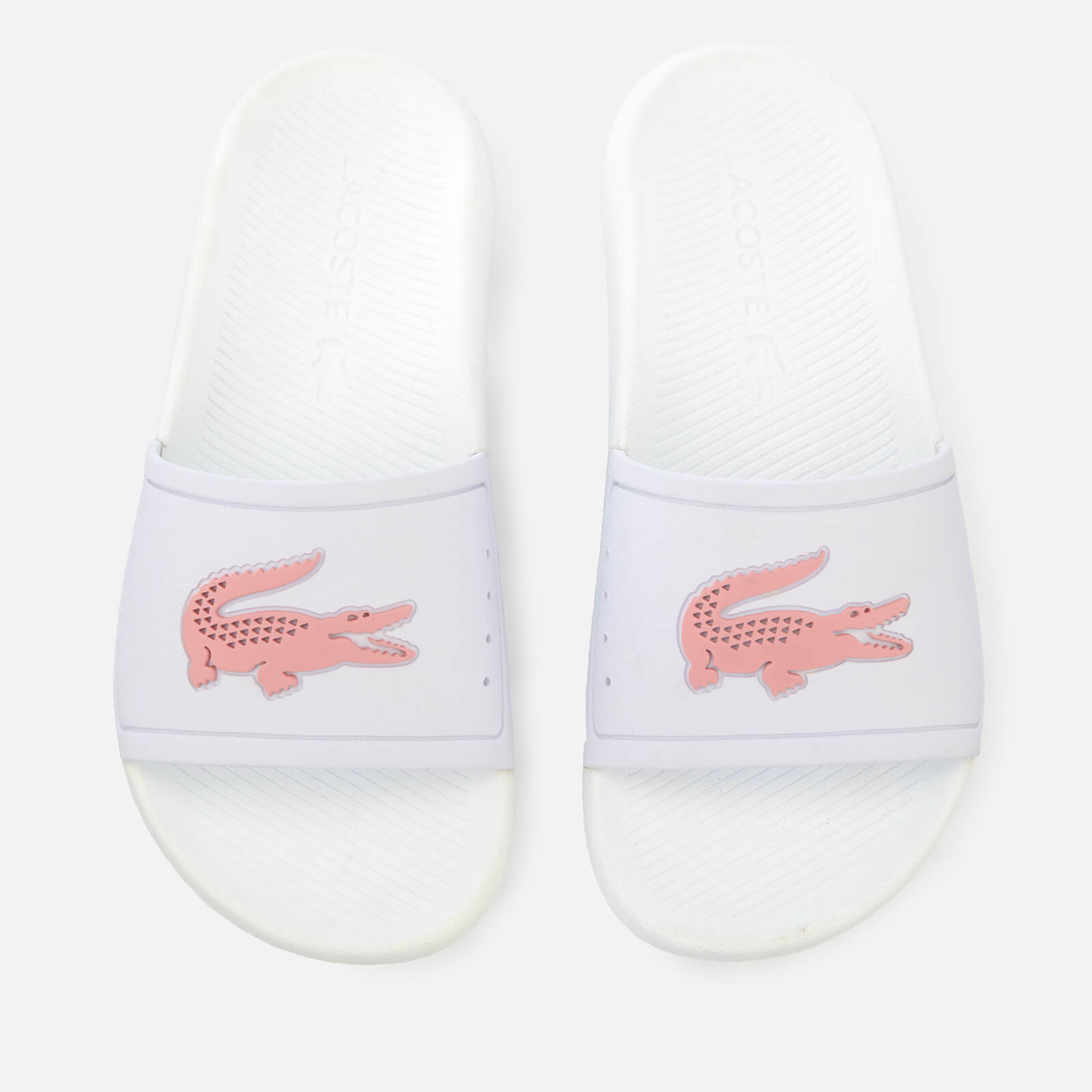 Lacoste Women's Croco Slide 119 3 Sandals - White/Light Pink - UK 5 - White/Pink