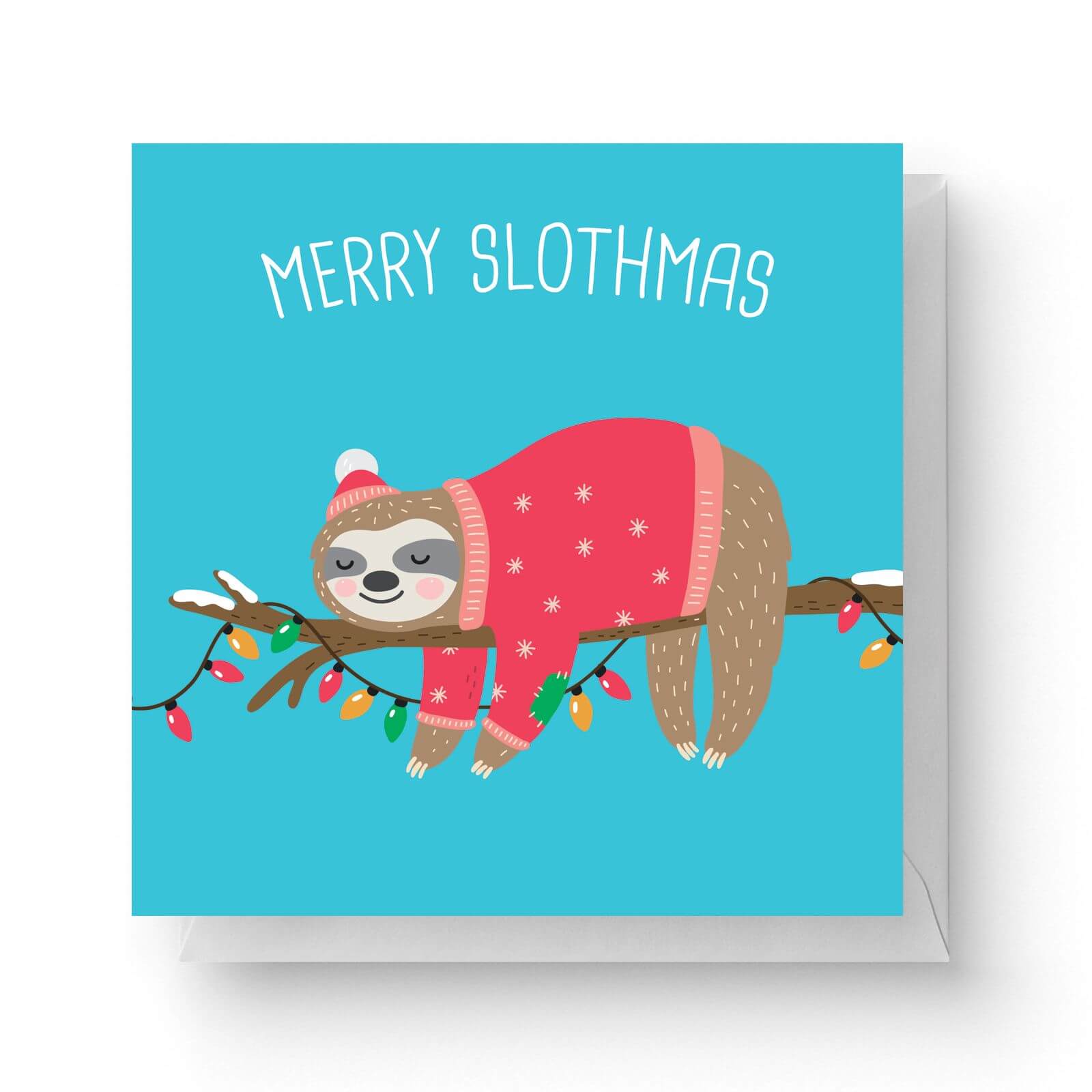Merry Slothmas Square Greetings Card (14.8cm x 14.8cm)