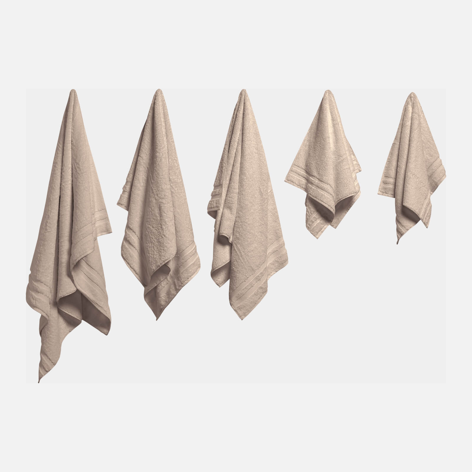 in homeware 100% Egyptian Cotton Pile 5 Piece Towel Bale - Natural