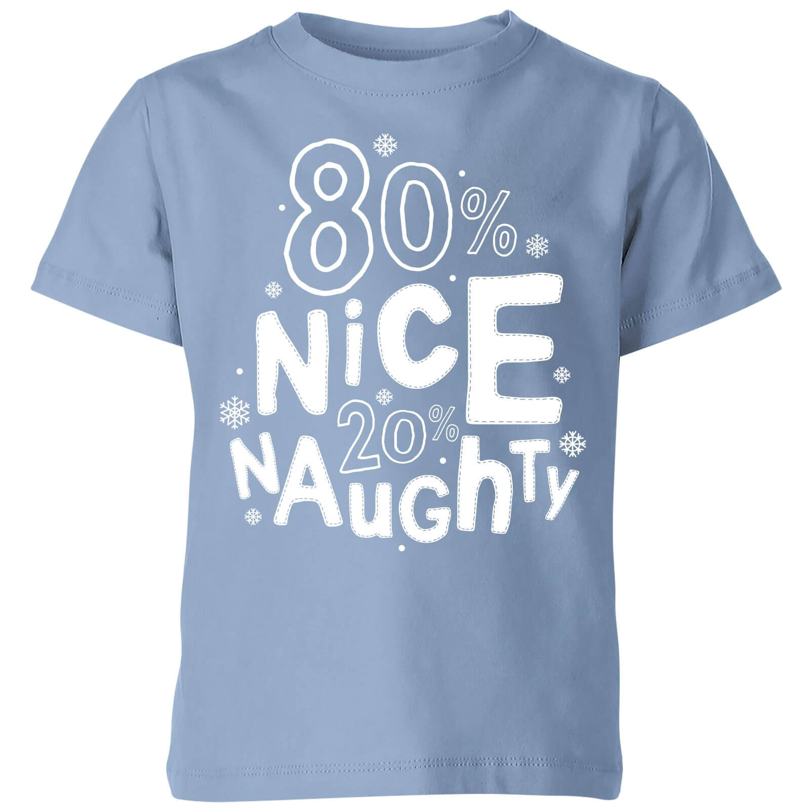 80% Nice 20% Naughty Kids' T-Shirt - Sky Blue - 3-4 Years - Sky blue