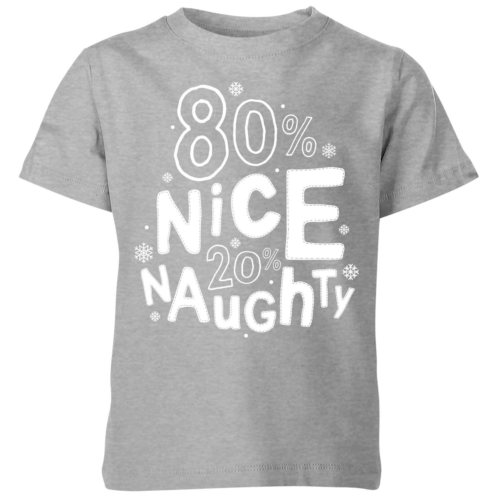 80% Nice 20% Naughty Kids' T-Shirt - Grey - 3-4 Years - Grey
