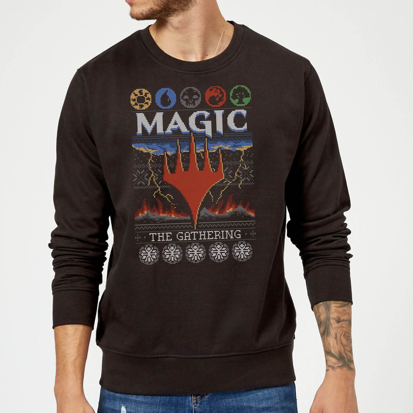 Magic The Gathering Colours Of Magic Knit Christmas Sweatshirt - Black - 5XL