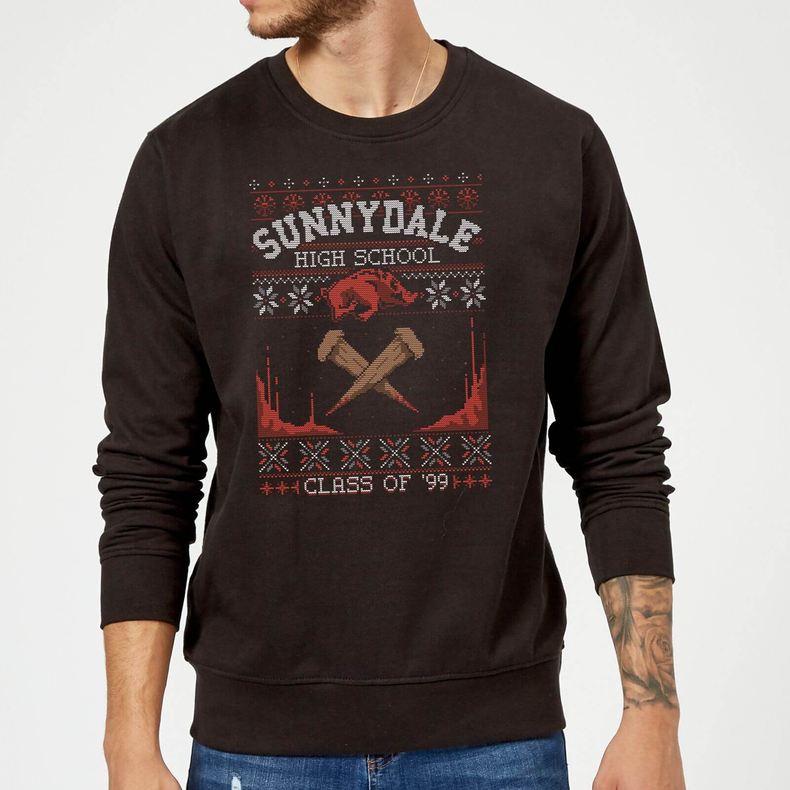 Buffy The Vampire Slayer Sunnydale Pattern Christmas Sweatshirt - Black - 5XL - Black