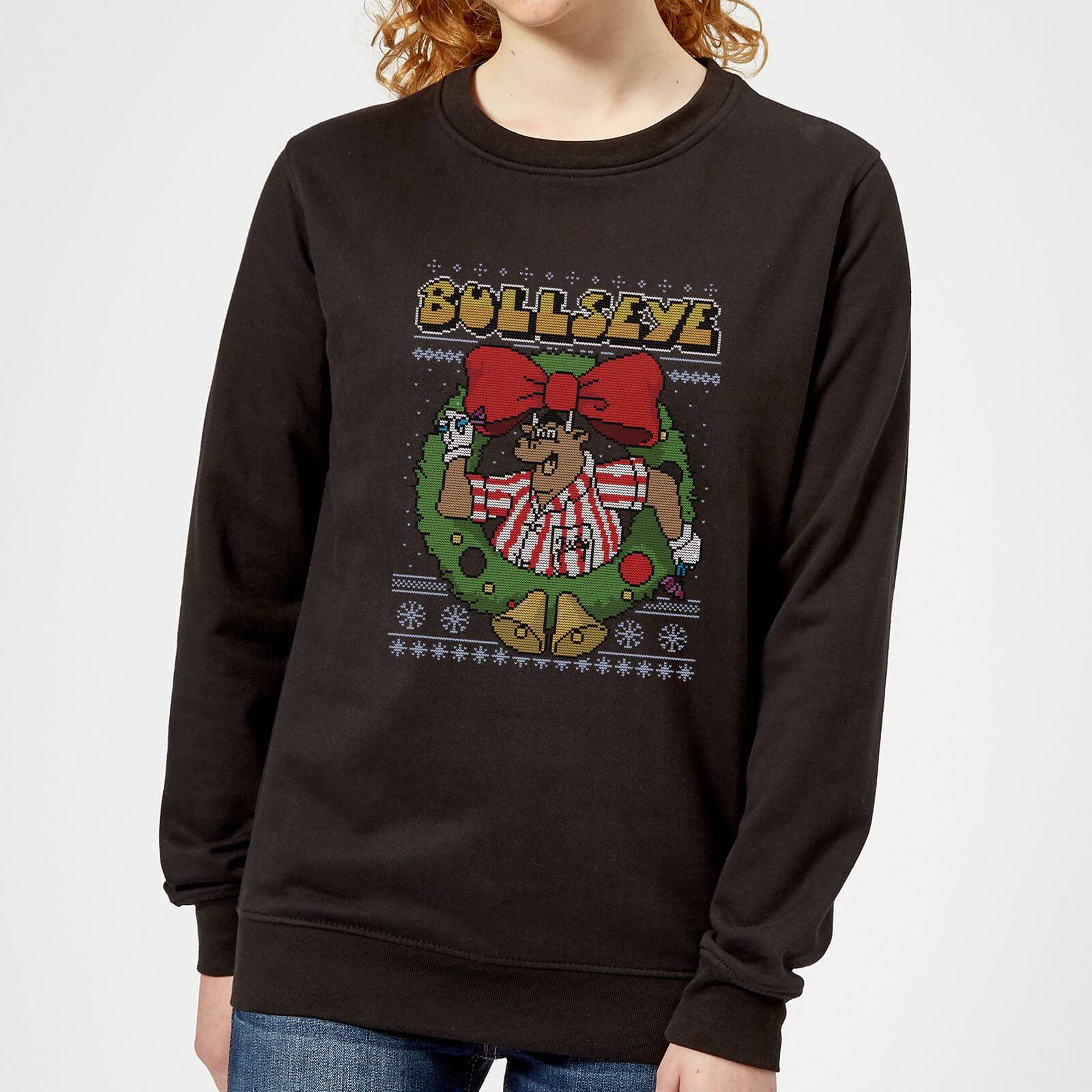 Bullseye Bullseye Wreath Women's Christmas Sweatshirt - Black - 5XL - Black