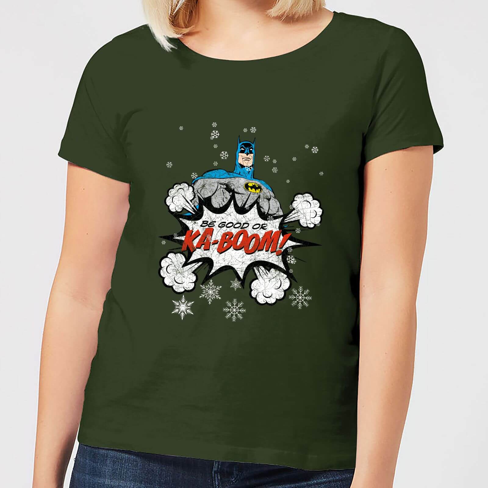 DC Comics Batman Be Good Women's Christmas T-Shirt in Forest Green - S - Forest Green