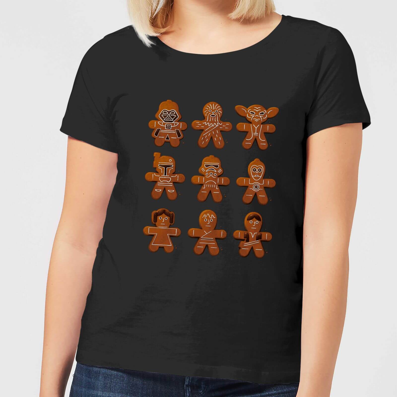 T-Shirt Star Wars Gingerbread Characters Christmas- Nero - Donna - XXL