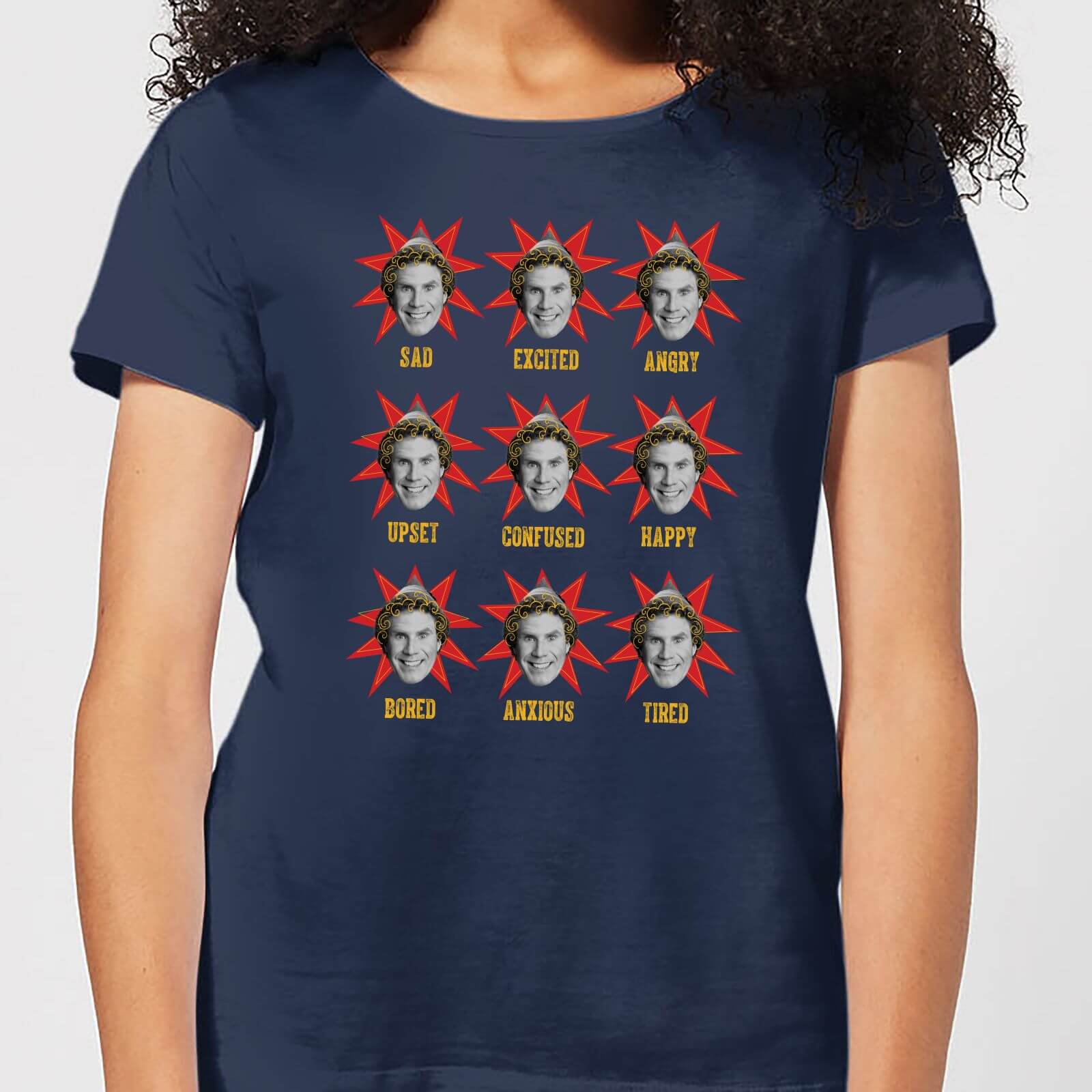 Elf Faces Women's Christmas T-Shirt - Navy - S