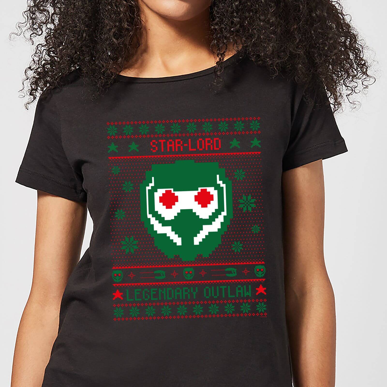 Guardians Of The Galaxy Star-Lord Pattern Women's Christmas T-Shirt - Black - S - Zwart