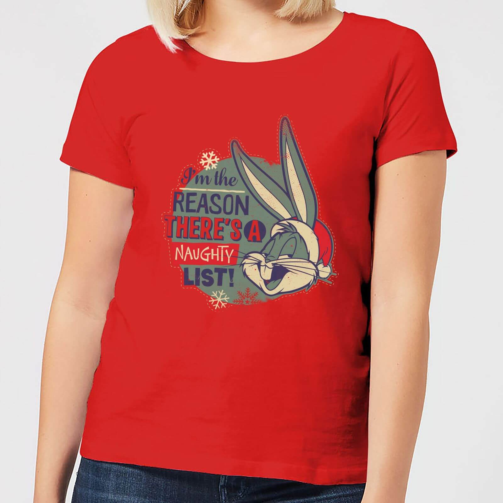 Looney Tunes I'm The Reason There Is A Naughty List Women's Christmas T-Shirt - Red - S - Red