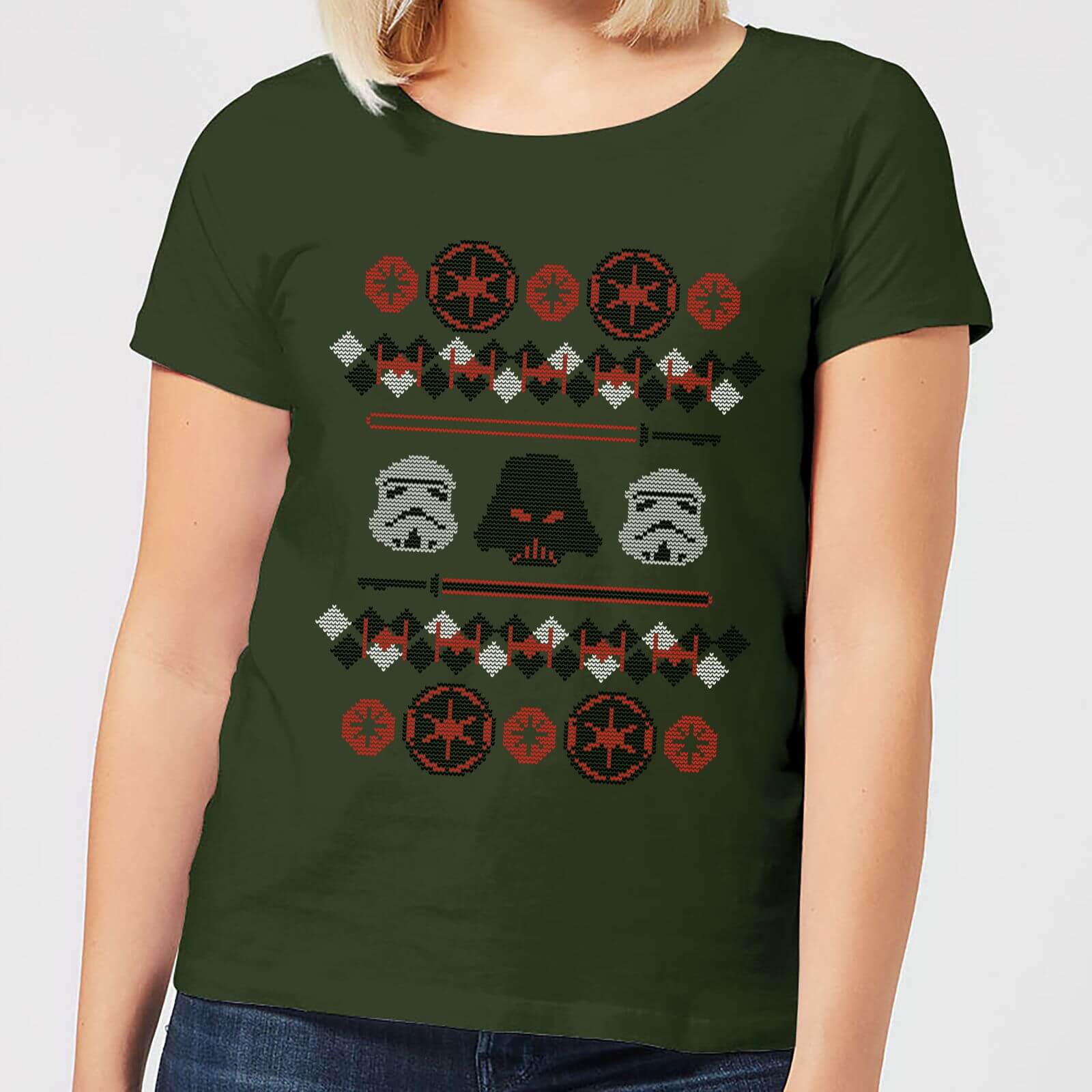 Star Wars Empire Knit Women's Christmas T-Shirt - Forest Green - XXL