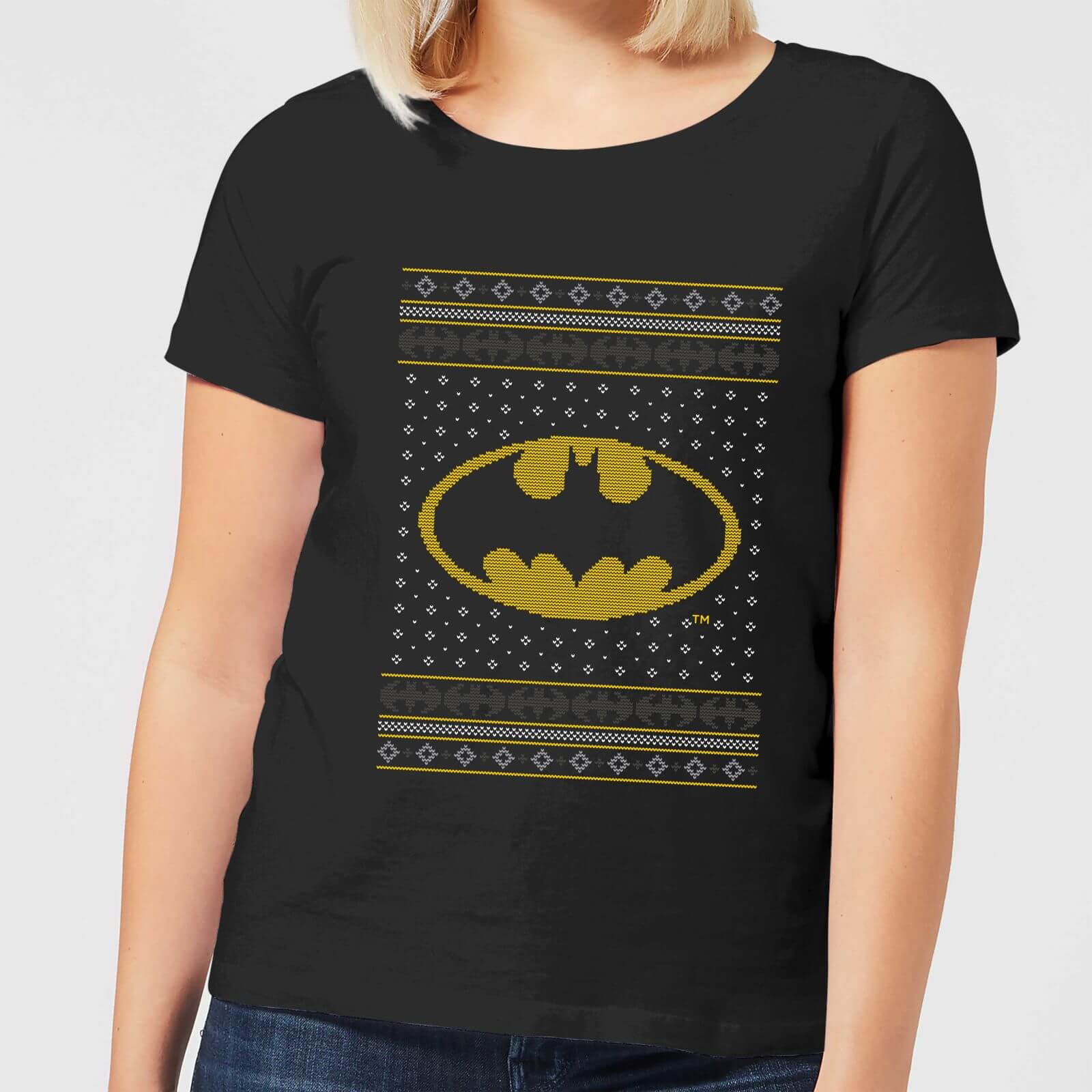 DC Comics Batman Knit Women's Christmas T-Shirt in Black - S - Black