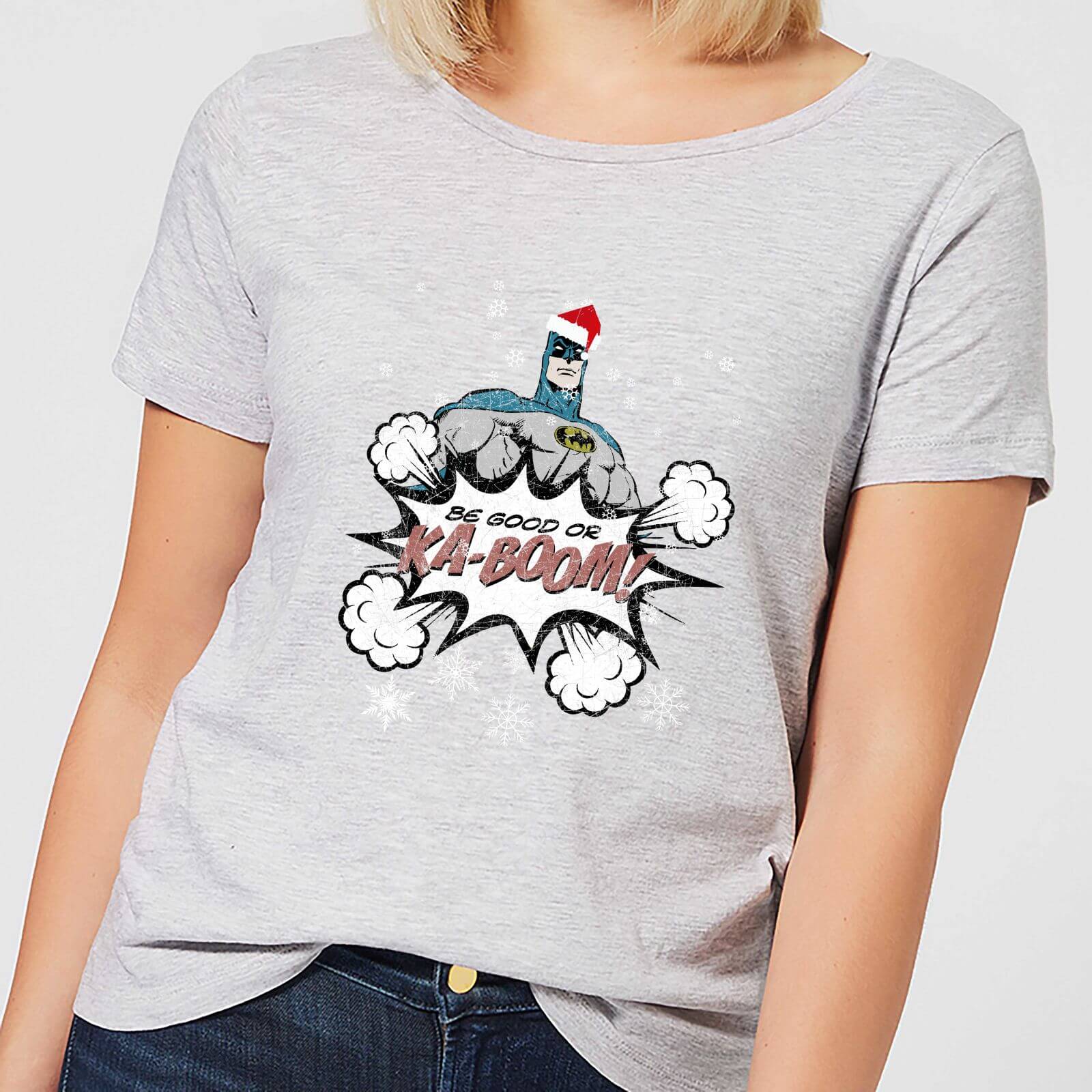 DC Comics Batman Be Good Women's Christmas T-Shirt in Grey - S - Grey