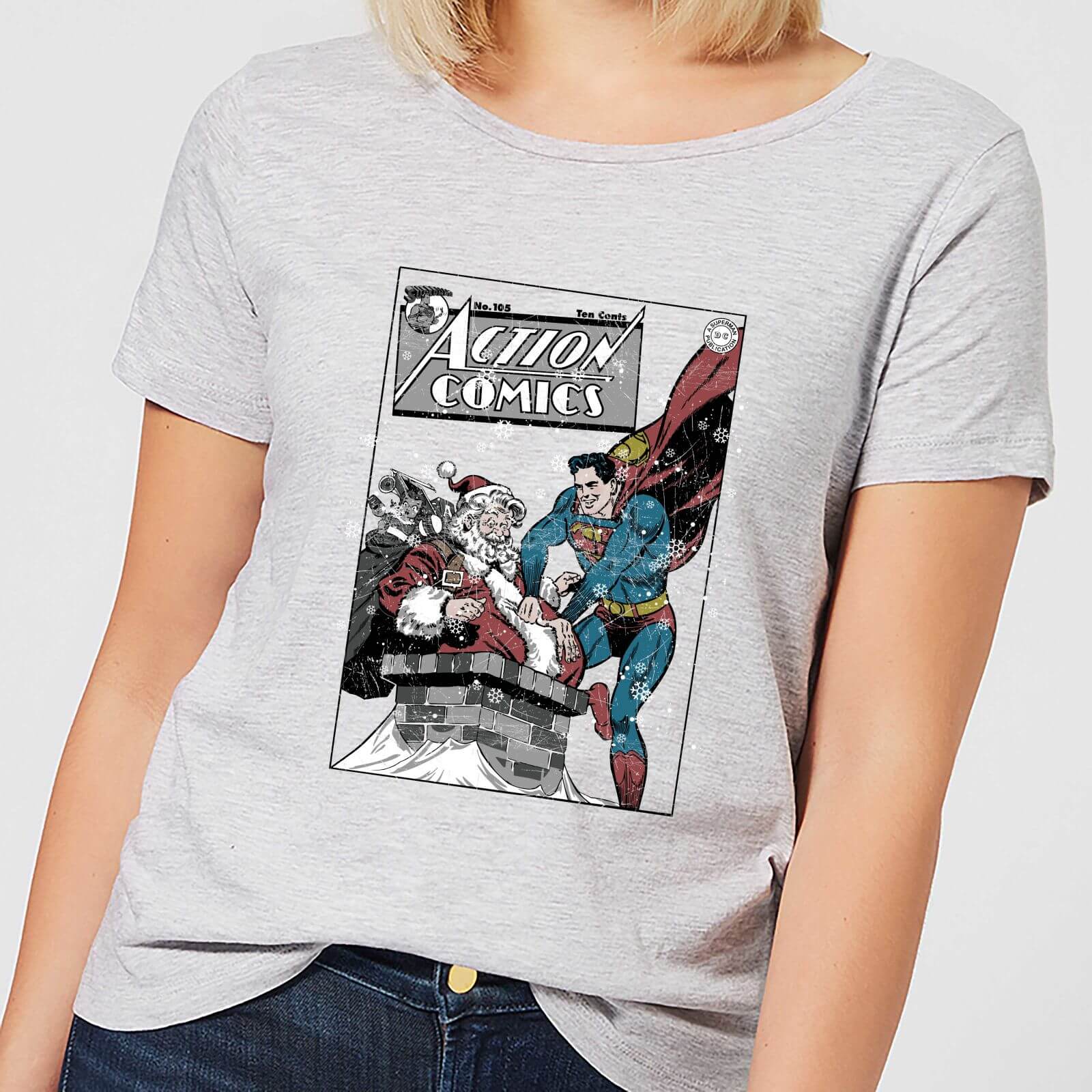DC Superman Action Comics Women's Christmas T-Shirt - Grey - XS