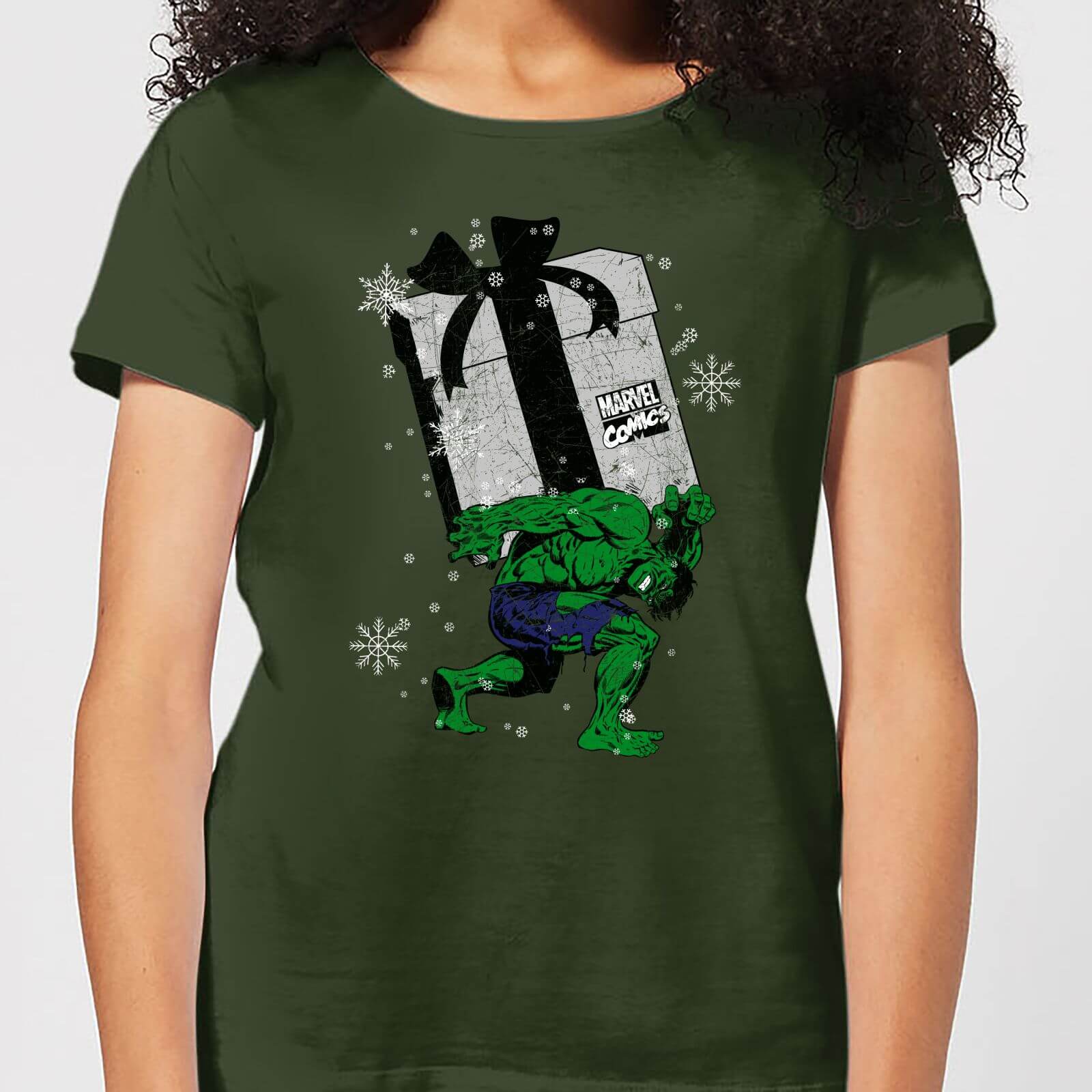 

T-Shirt Marvel The Incredible Hulk Christmas Present Christmas - Forest Green - Donna - M - Forest Green